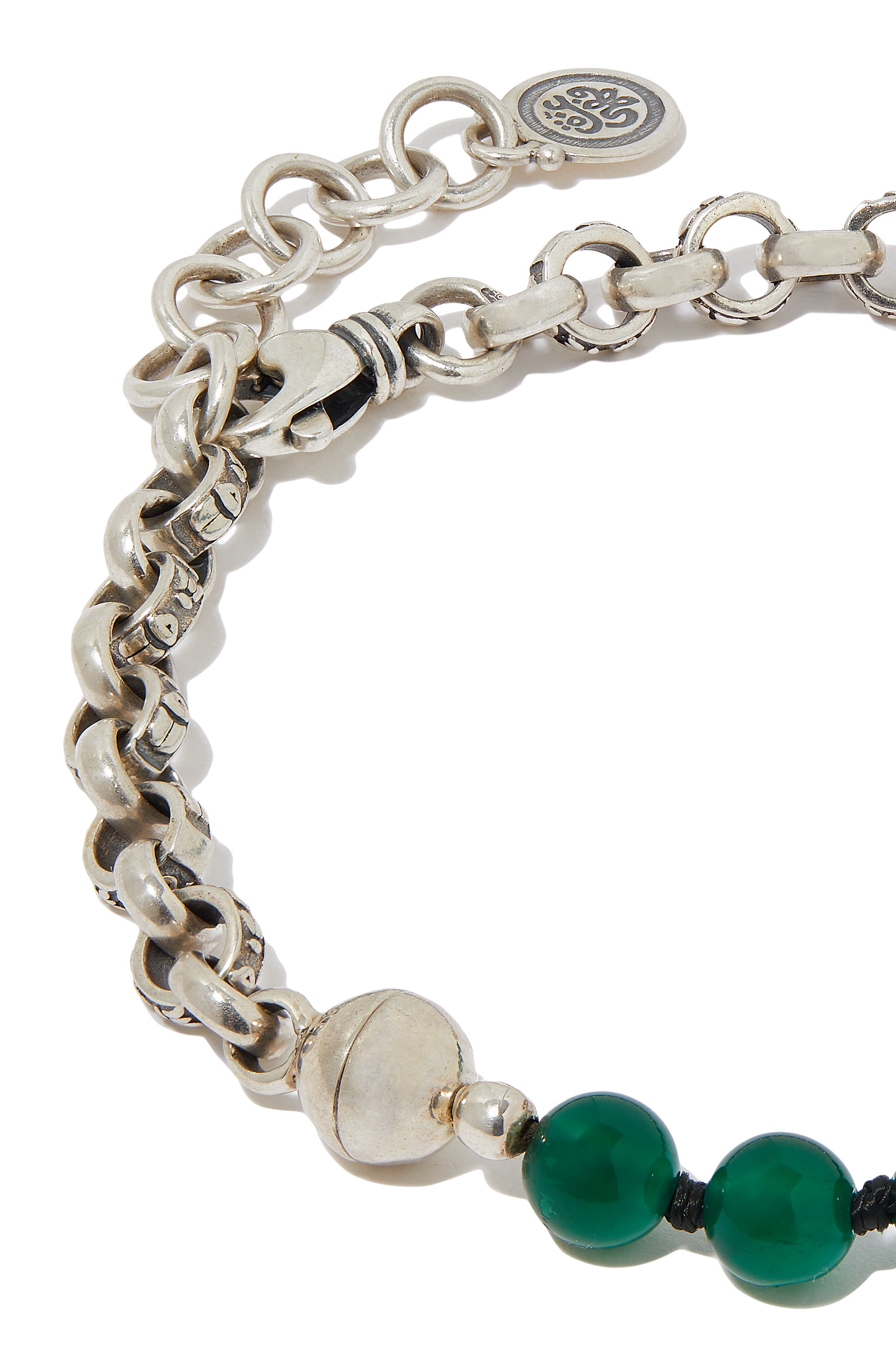 Eternity Bracelet for Him, Sterling Silver & Green Onyx