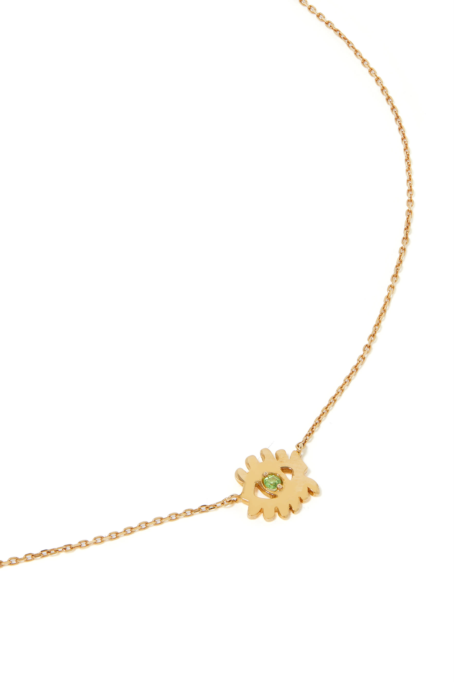 Evil Eye Necklace, 18k Yellow Gold & Tourmaline