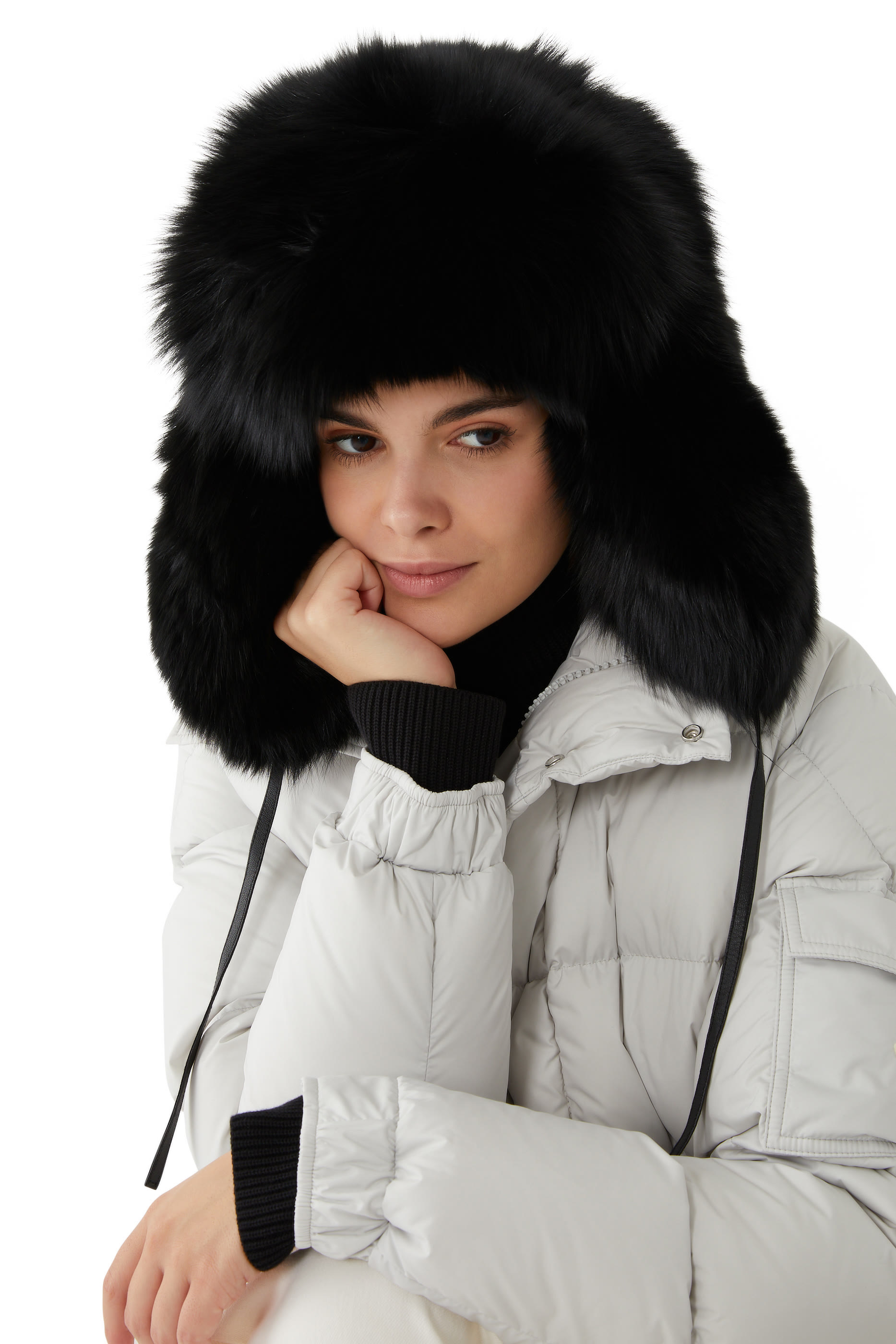 Flannel Ushanka with Fox Fur