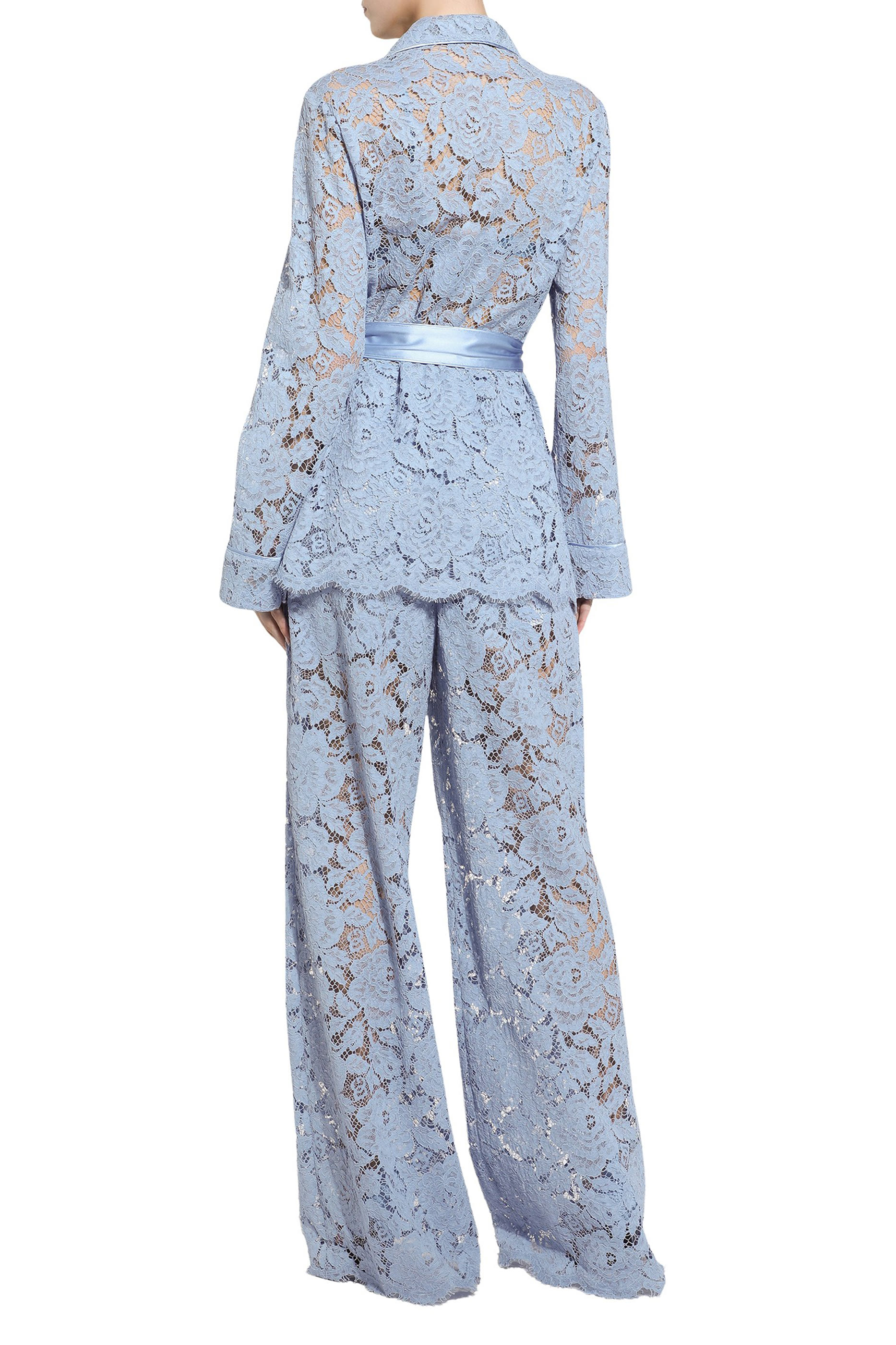 Flared Floral Cordonetto Lace Pants