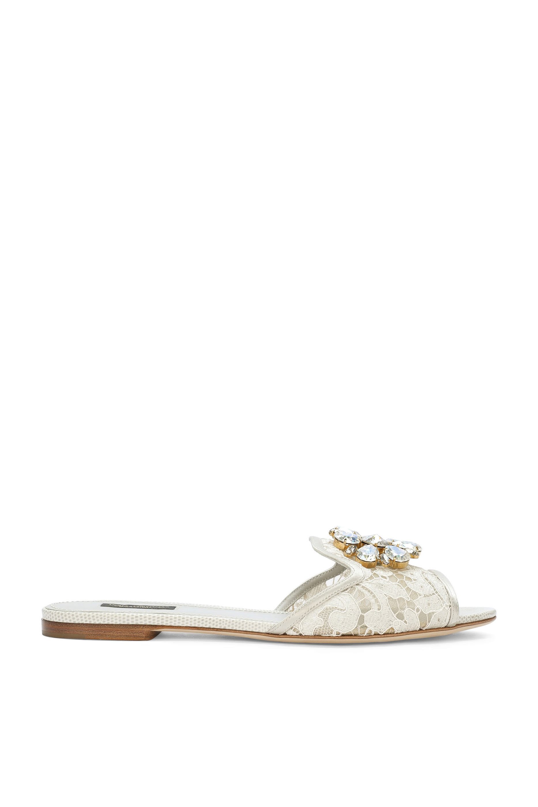 Crystal Brooch Lace Sandals