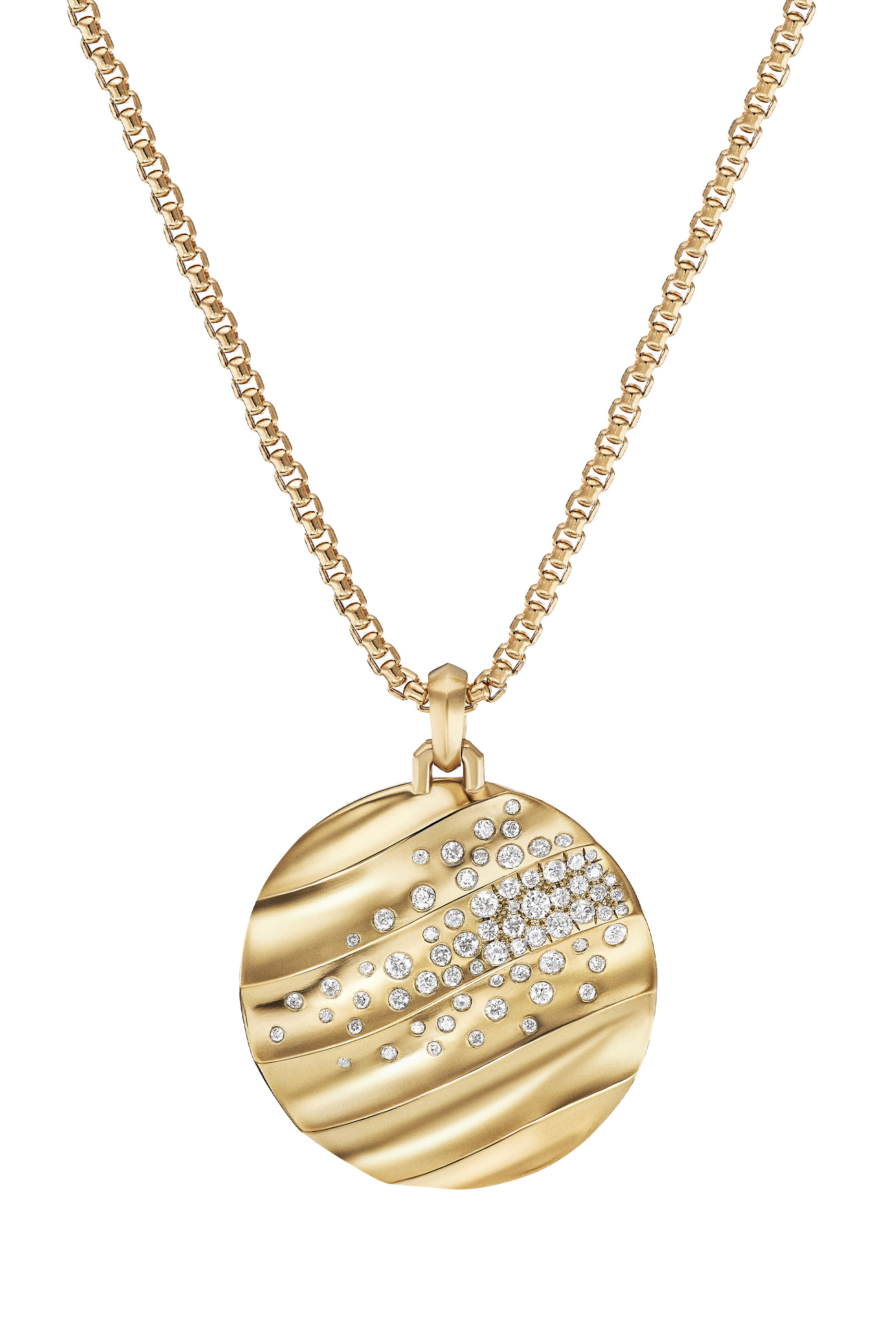 Cable Edge Pendant, 18k Yellow Gold & Diamonds