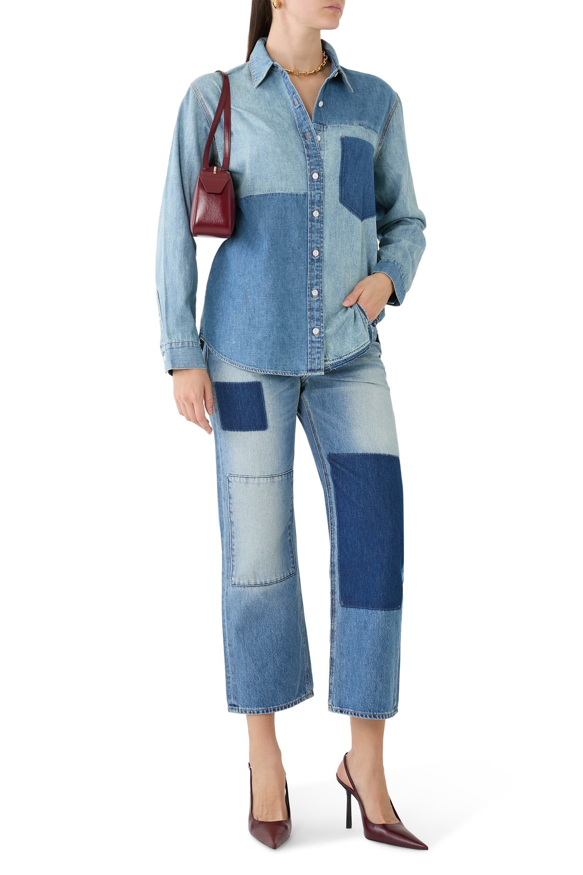 Dylan Patchwork Straight-Leg Jeans