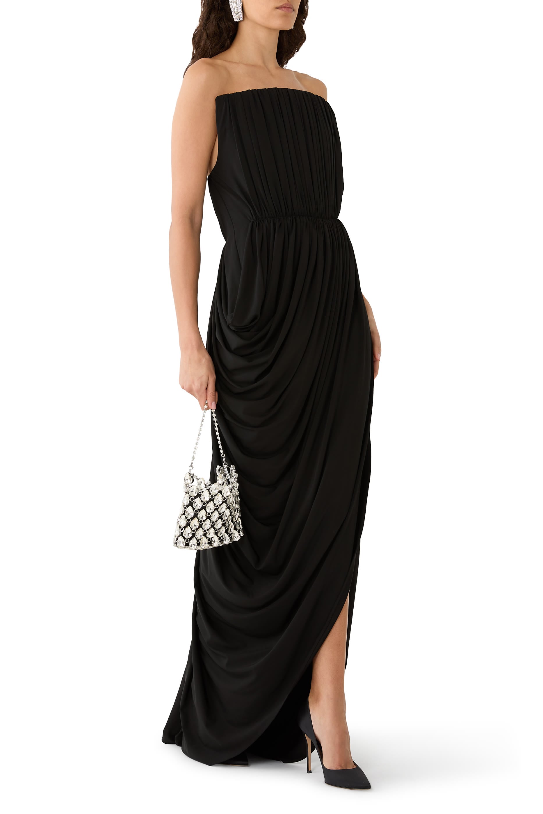 Crepe Jersey Square Neck Gown