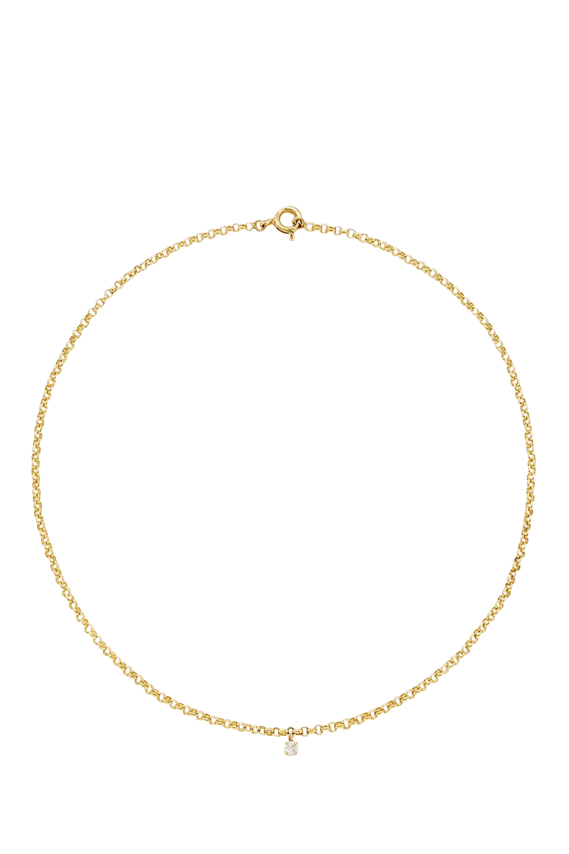 Solitaire Necklace, 18k Yellow Gold & Diamond