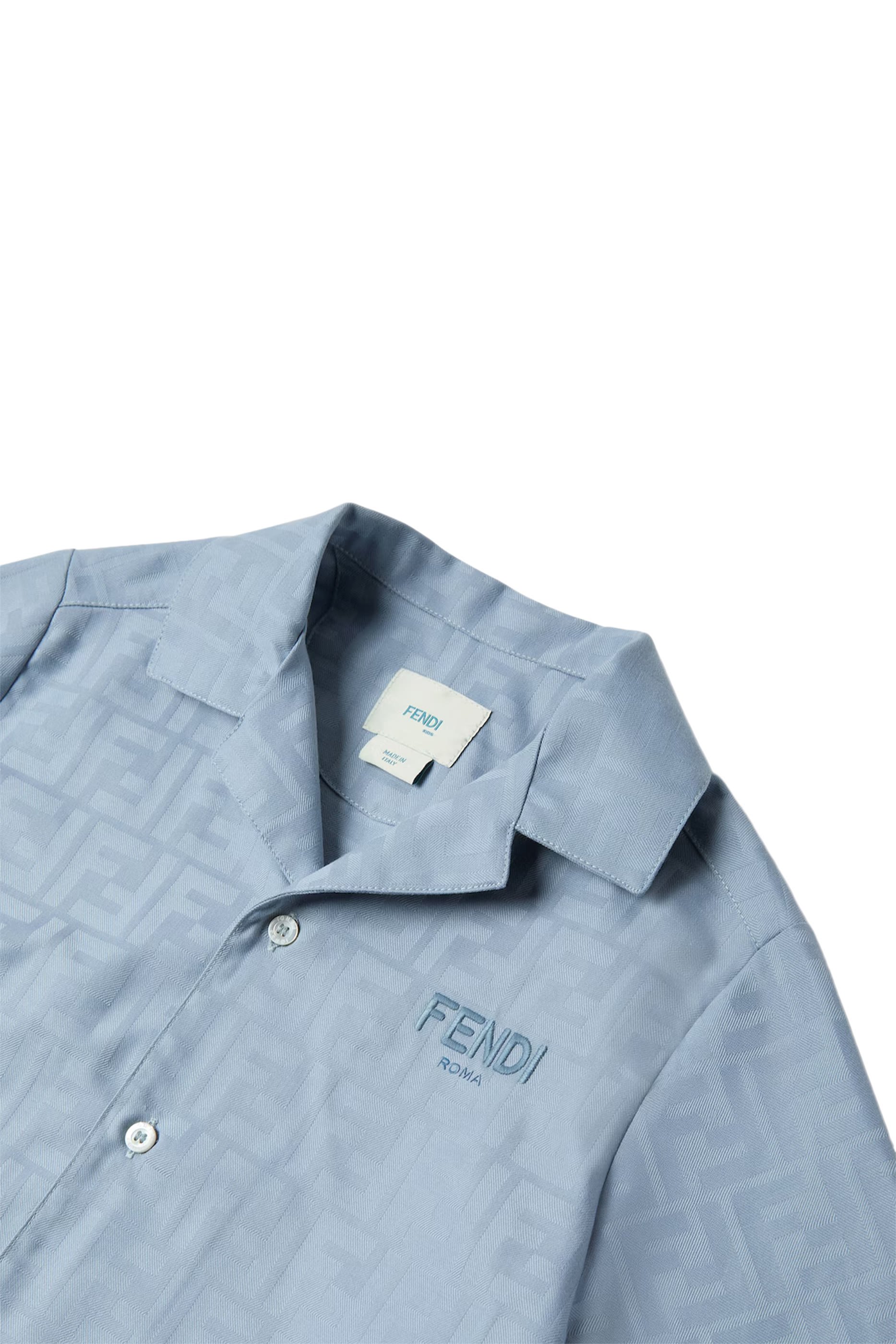 Kids Jacquard Cotton Shirt with Tone-on-Tone Logo