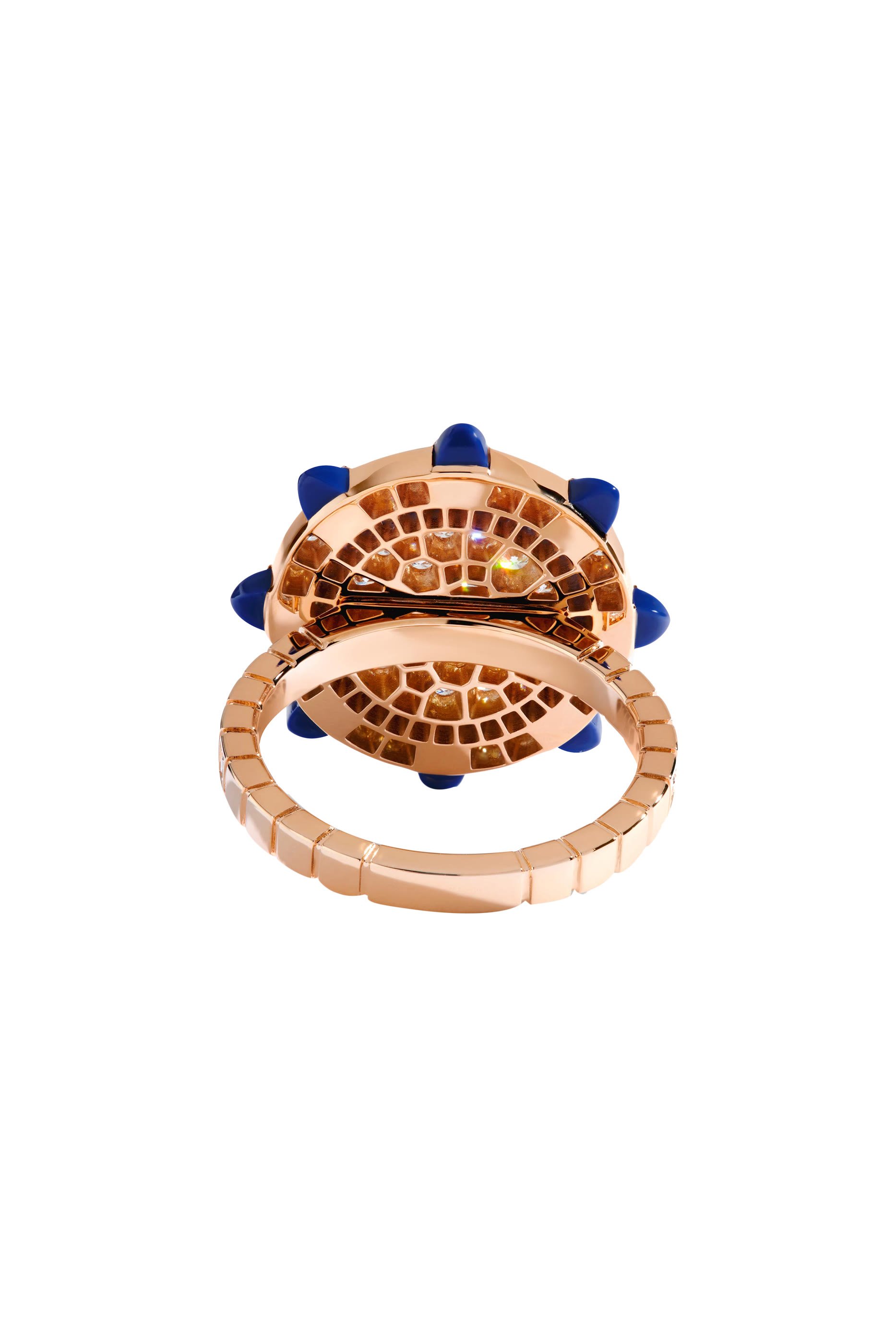 Tip-Top Statement Ring, 18k Rose Gold with Lapis Lazuli & Blue Sapphire & Diamond