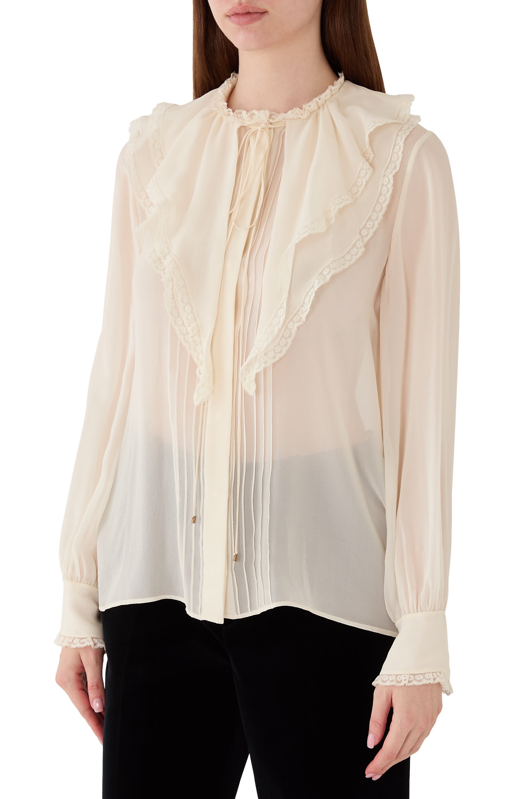 Ruffled Blouse in Silk Georgette