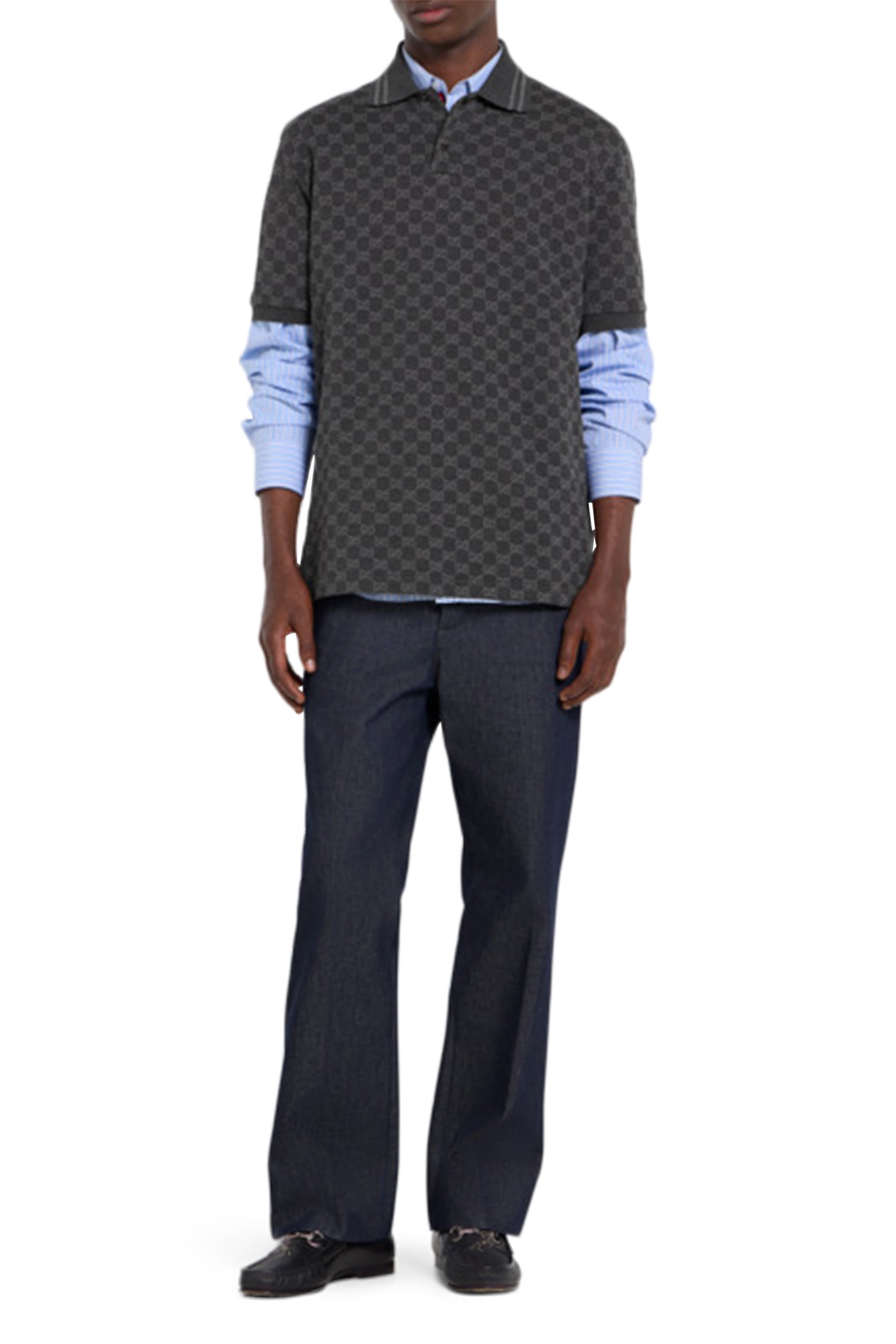 GG Cotton Piqu&eacute; Jacquard Polo Shirt