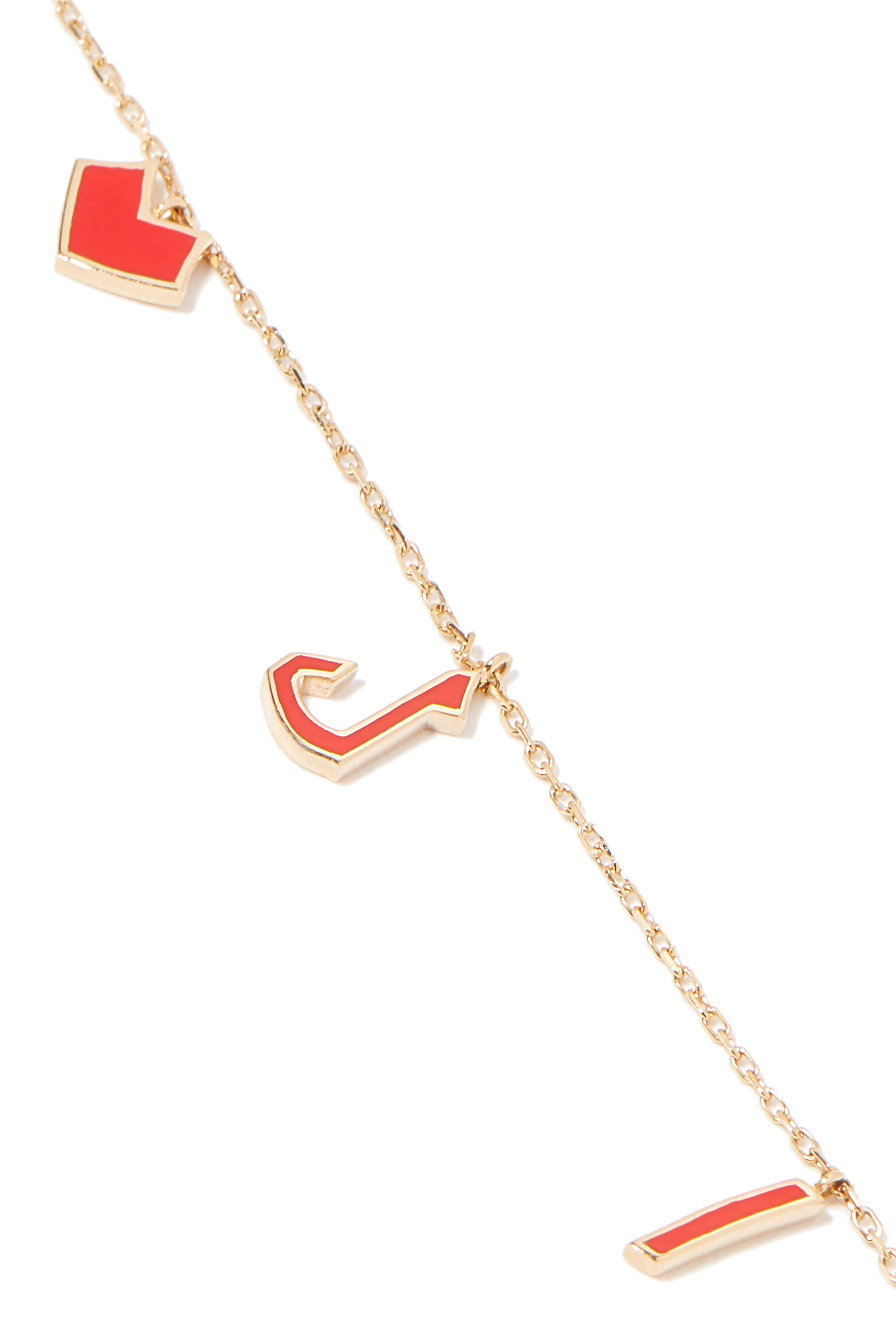 Mina Al Hobb Letter Necklace, 18k Yellow Gold & Enamel