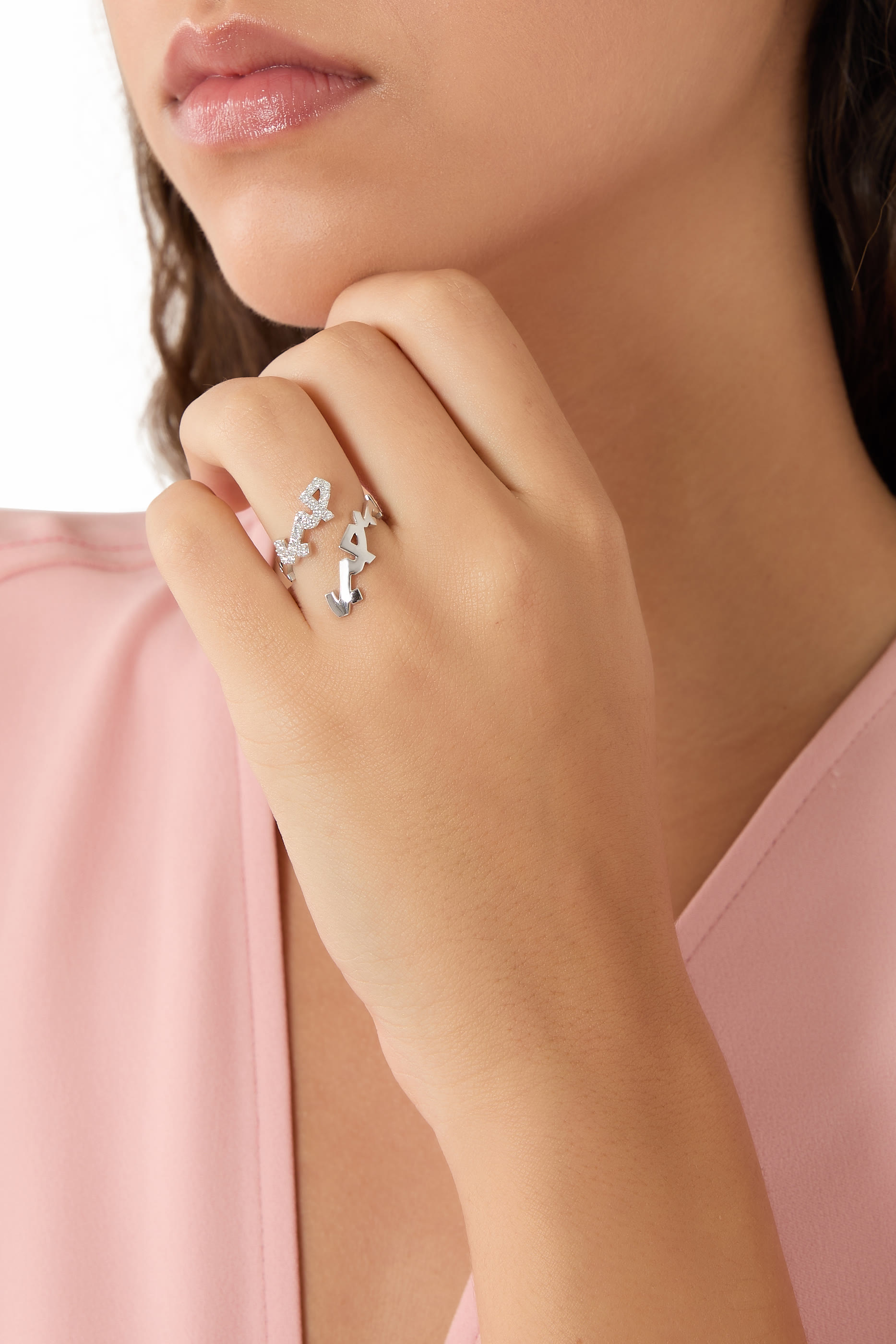 HOBB — "Love" Ring, 18K White Gold &  Diamonds