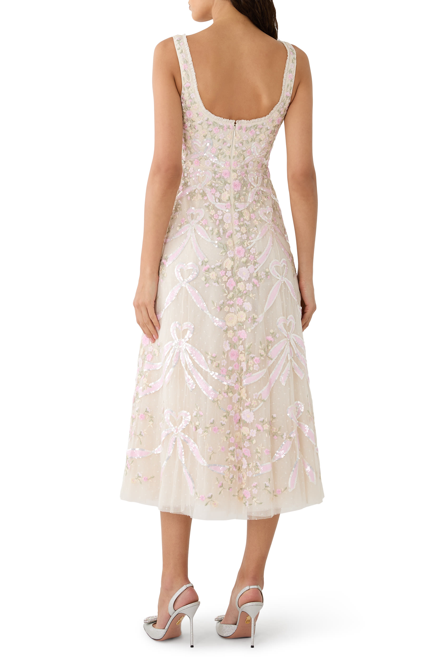 Ribbon Heart Scoop Neck Ballerina Dress