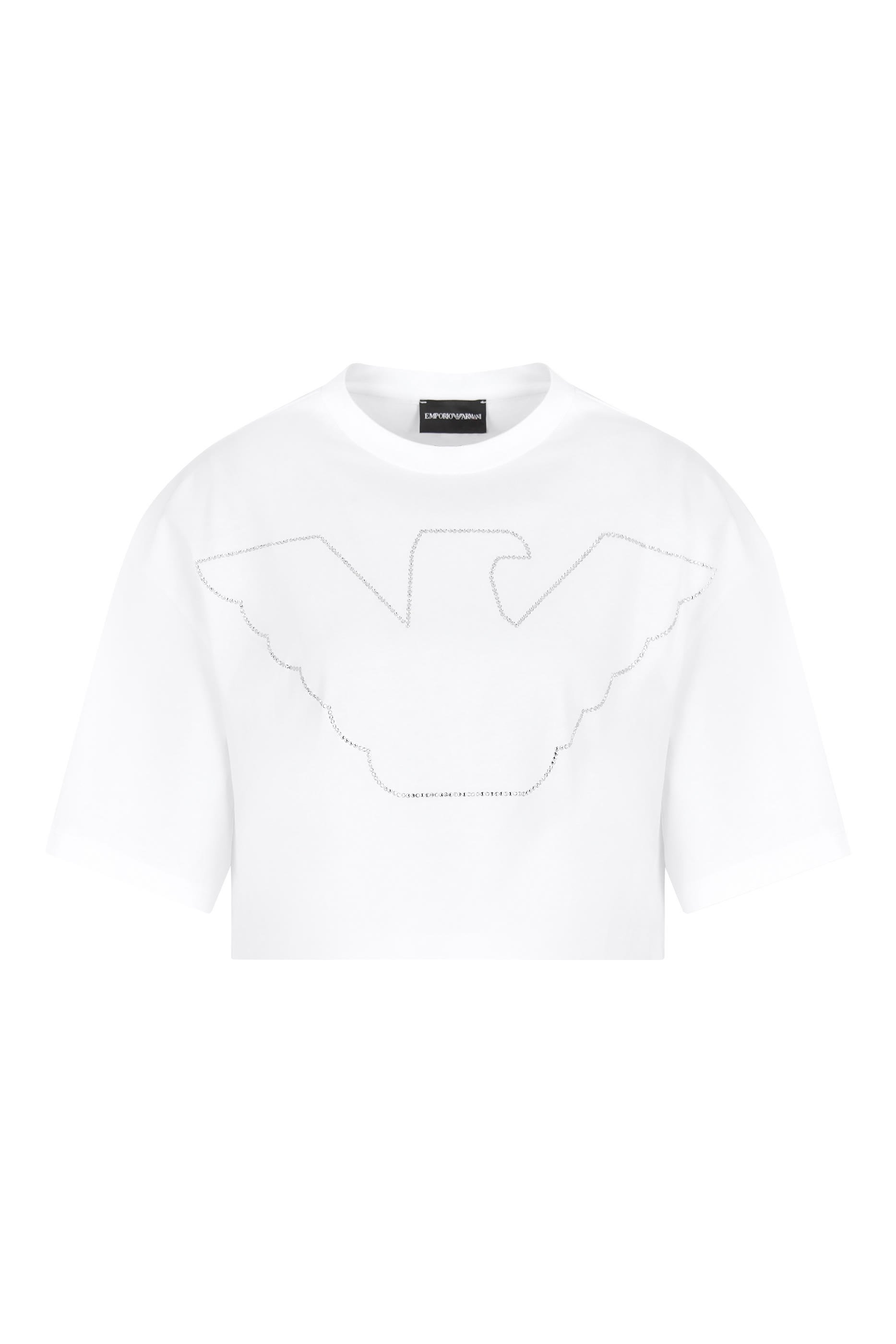 Rhinestone Eagle Logo Crop T-Shirt