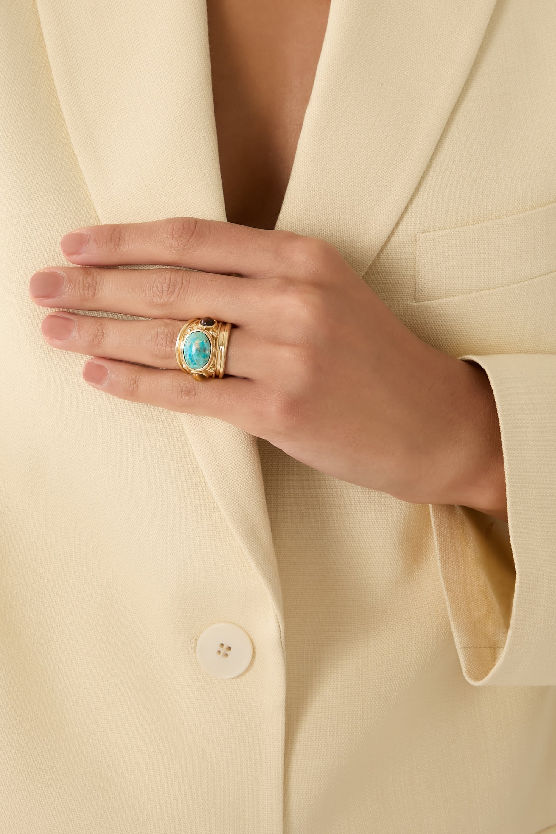 Simone Ring, Gold-Plated Brass