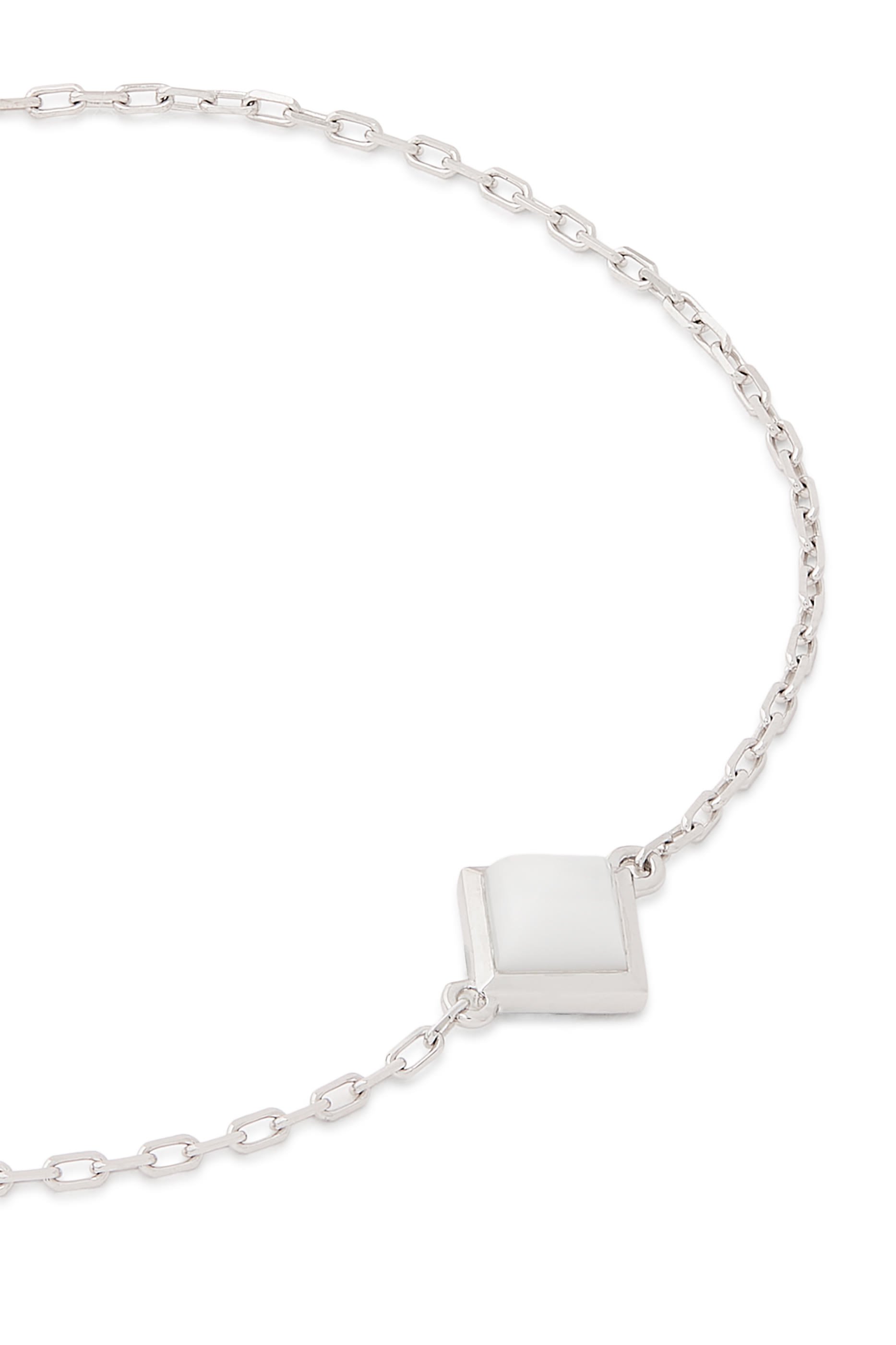 Cleo Pyramid Bracelet, 18k White Gold & White Agate