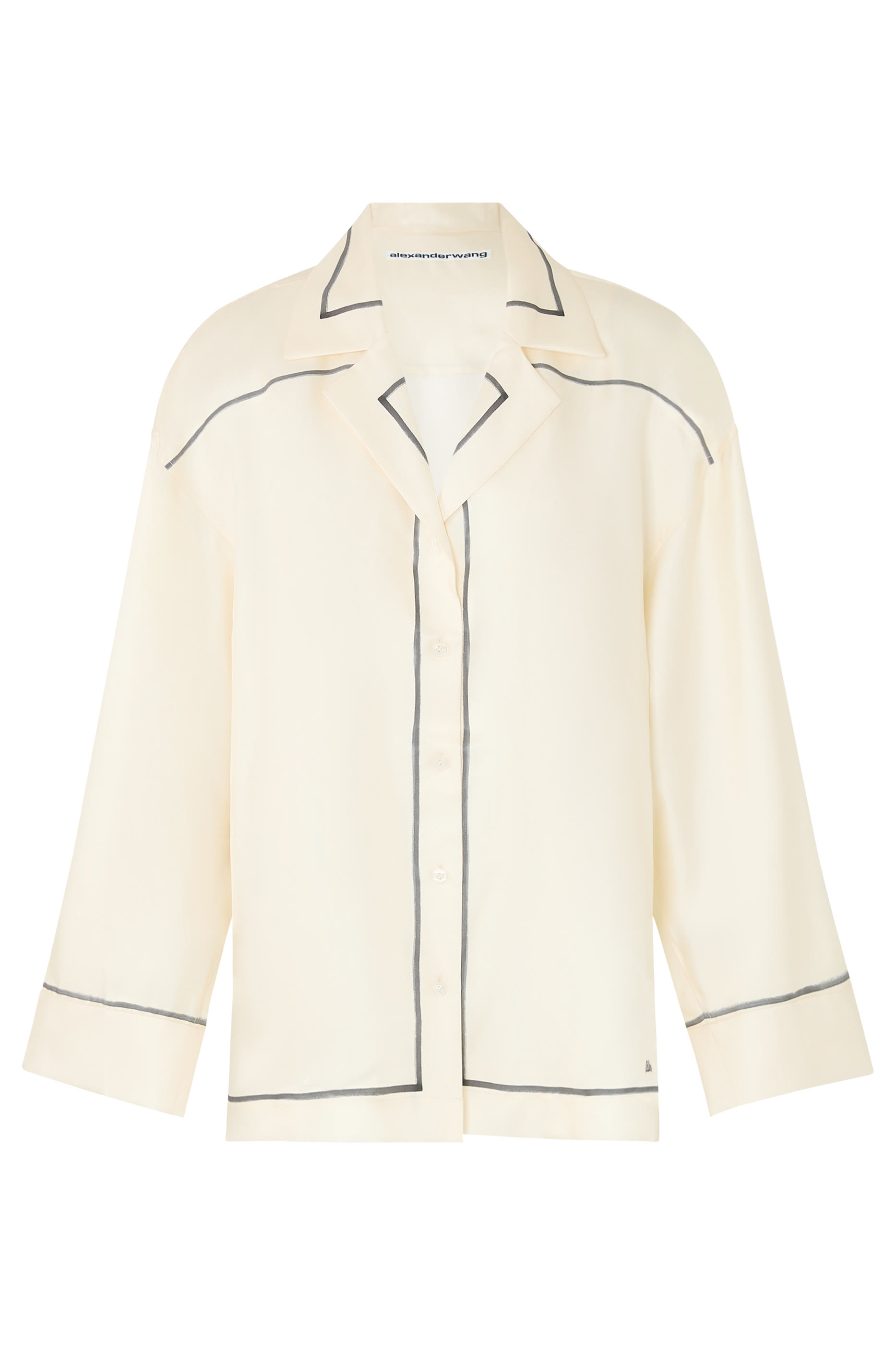 Oversized Button-Down Shirt with Border Print