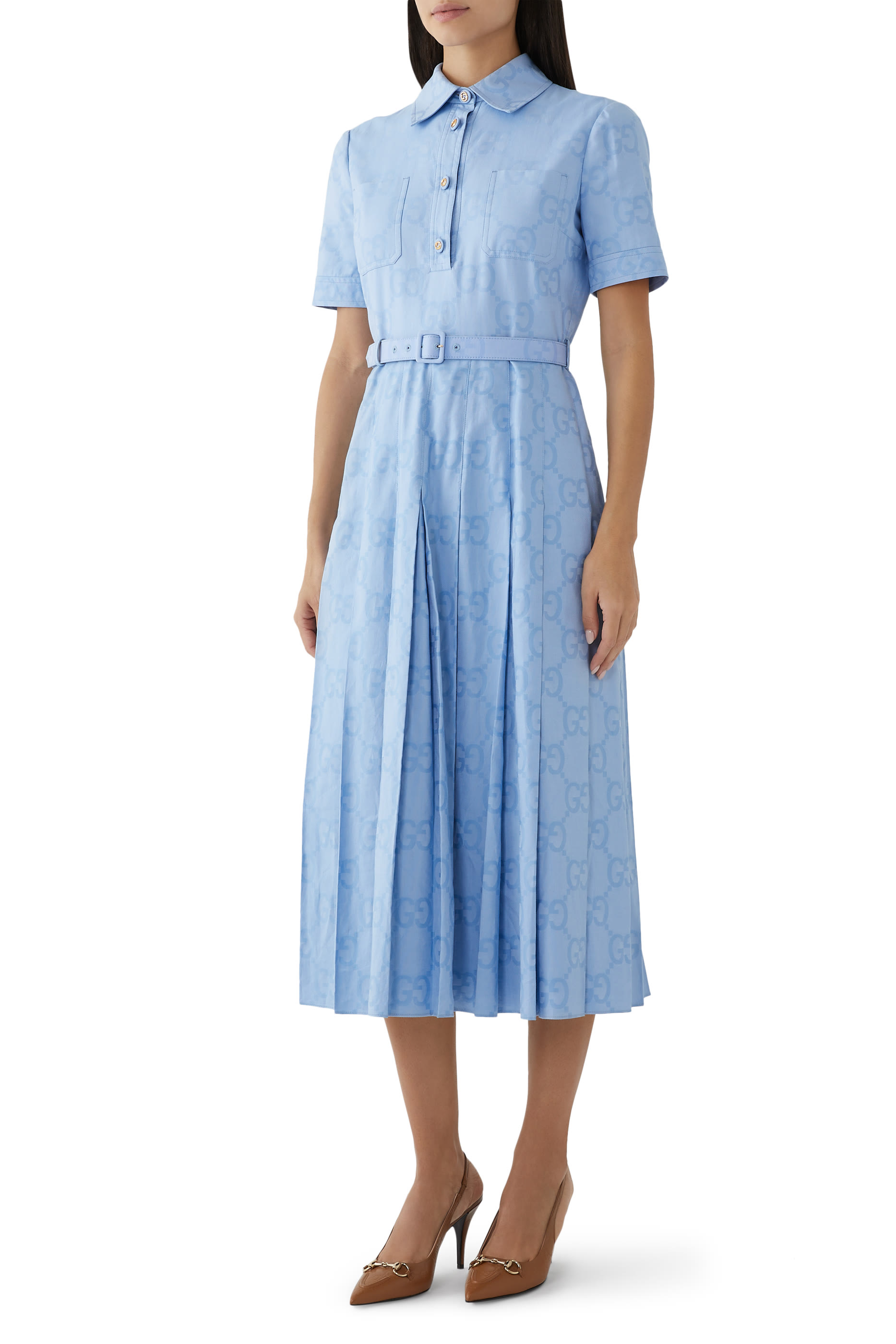 Cotton Poplin Midi Dress