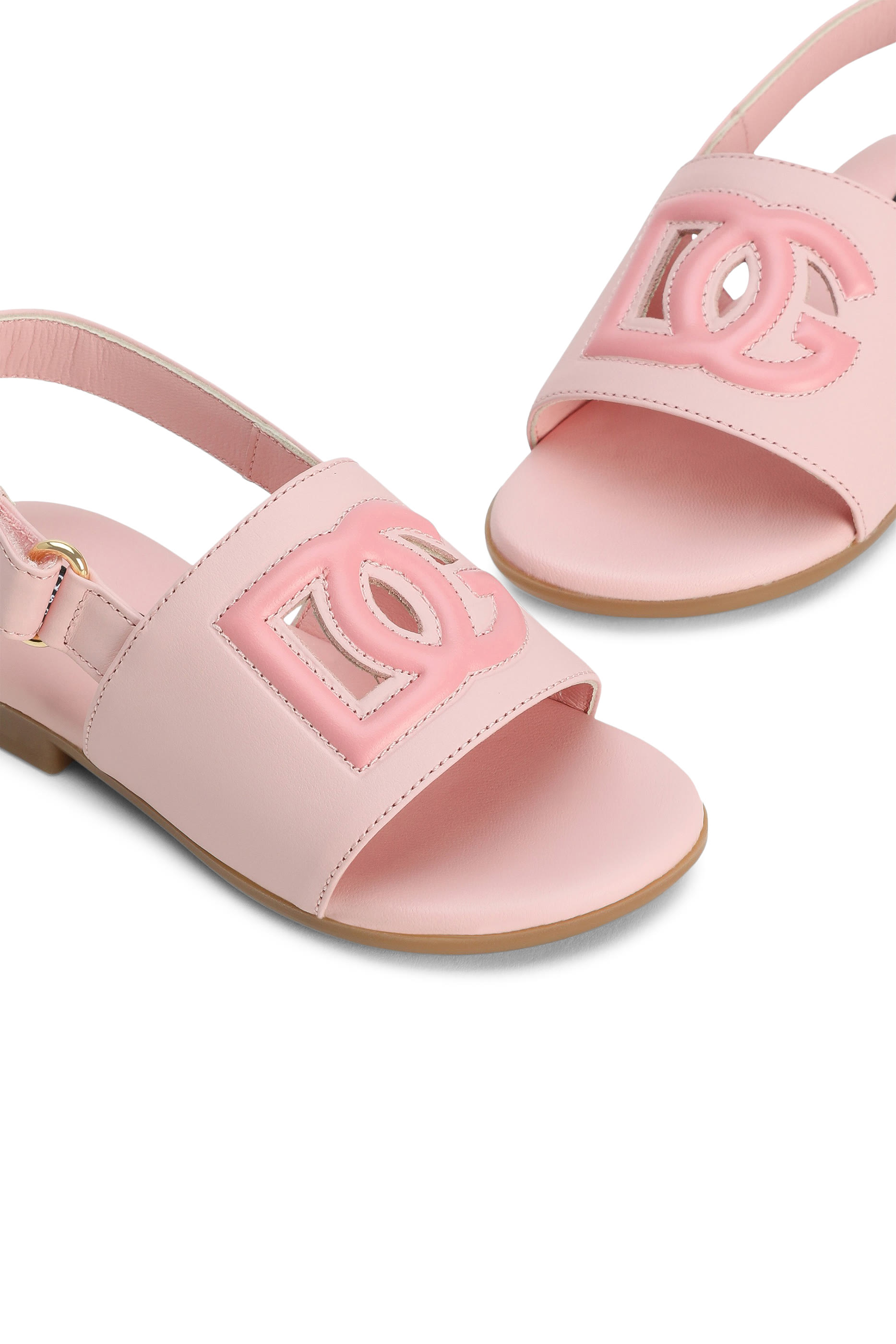 Kids Cut Out DG Logo Calfskin Sandals