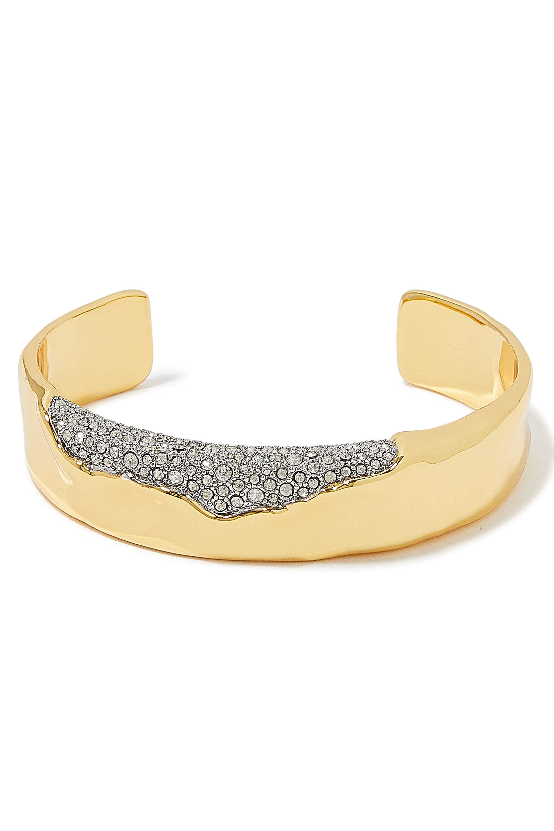 Solanales Cuff Bracelet, 14k Gold Plated Brass & Crystal