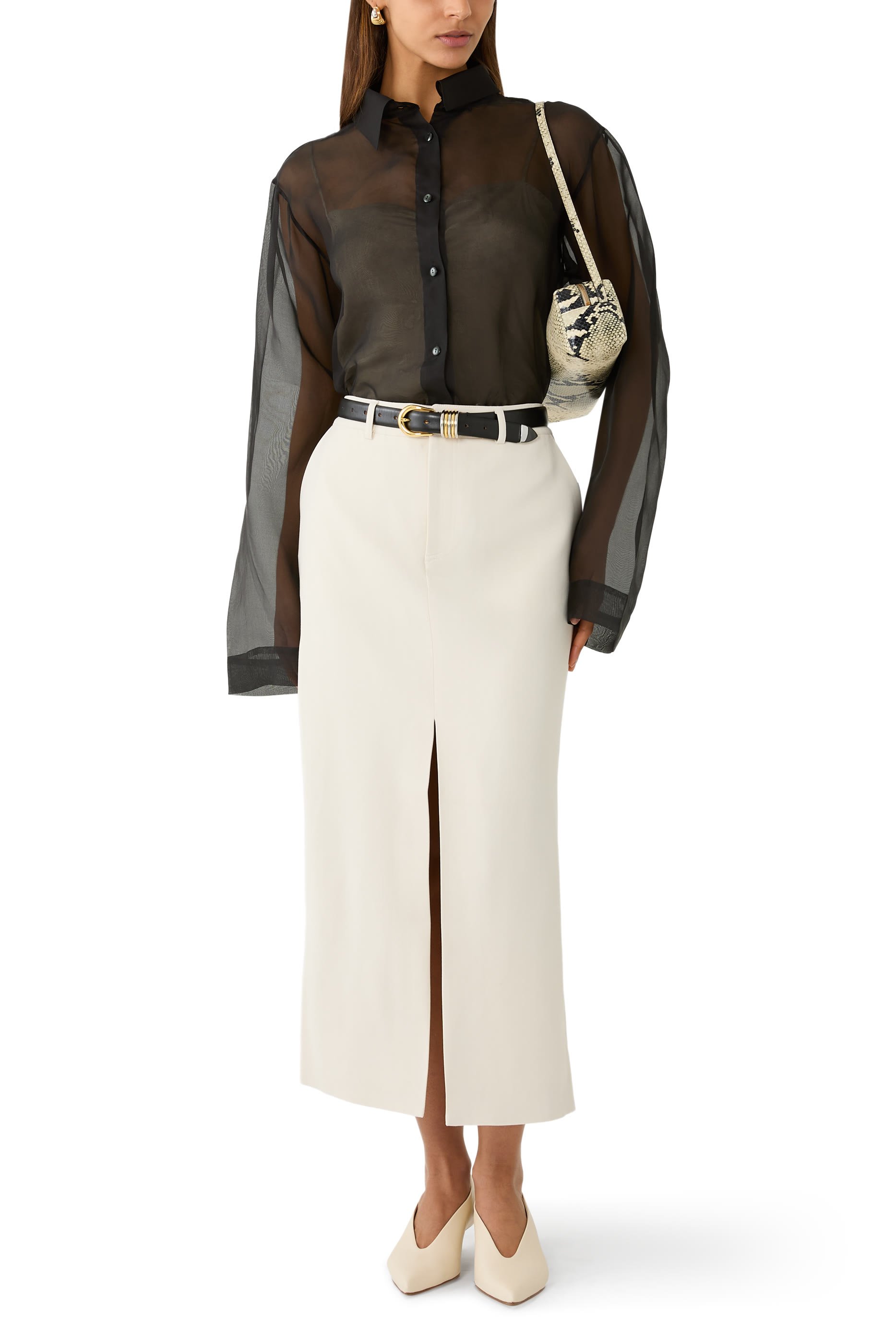 Maybelle Front-Slit Midi Skirt