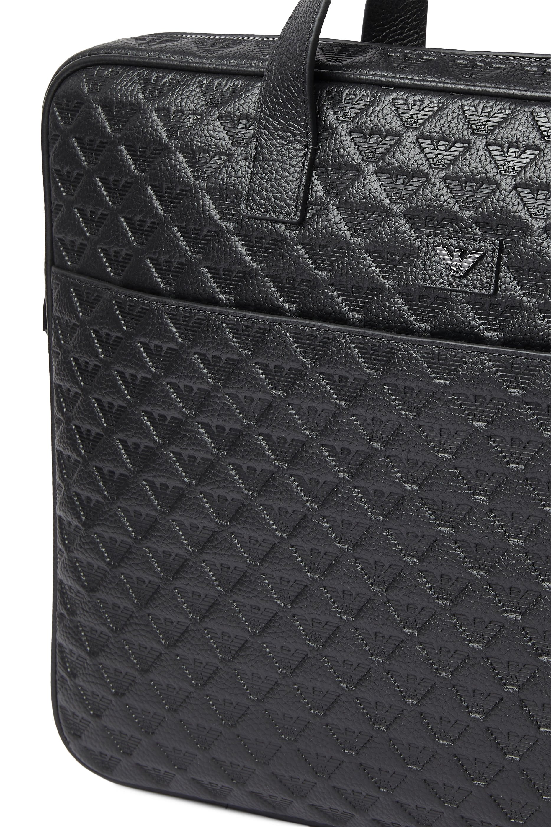 Micro Eagle Logo Leather Briefcase