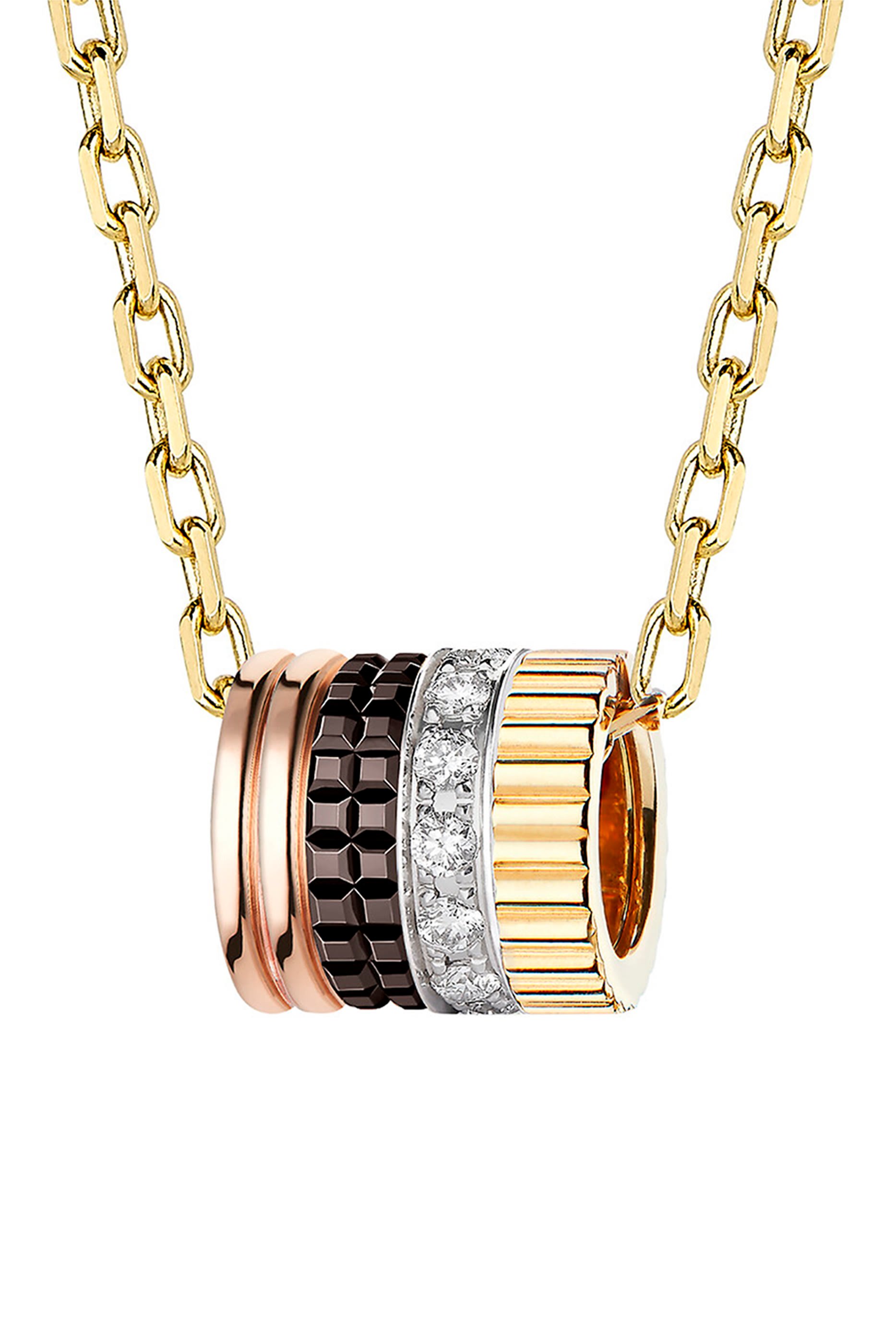 Quatre Classique Pendant S Motif, Mix Gold & Diamond