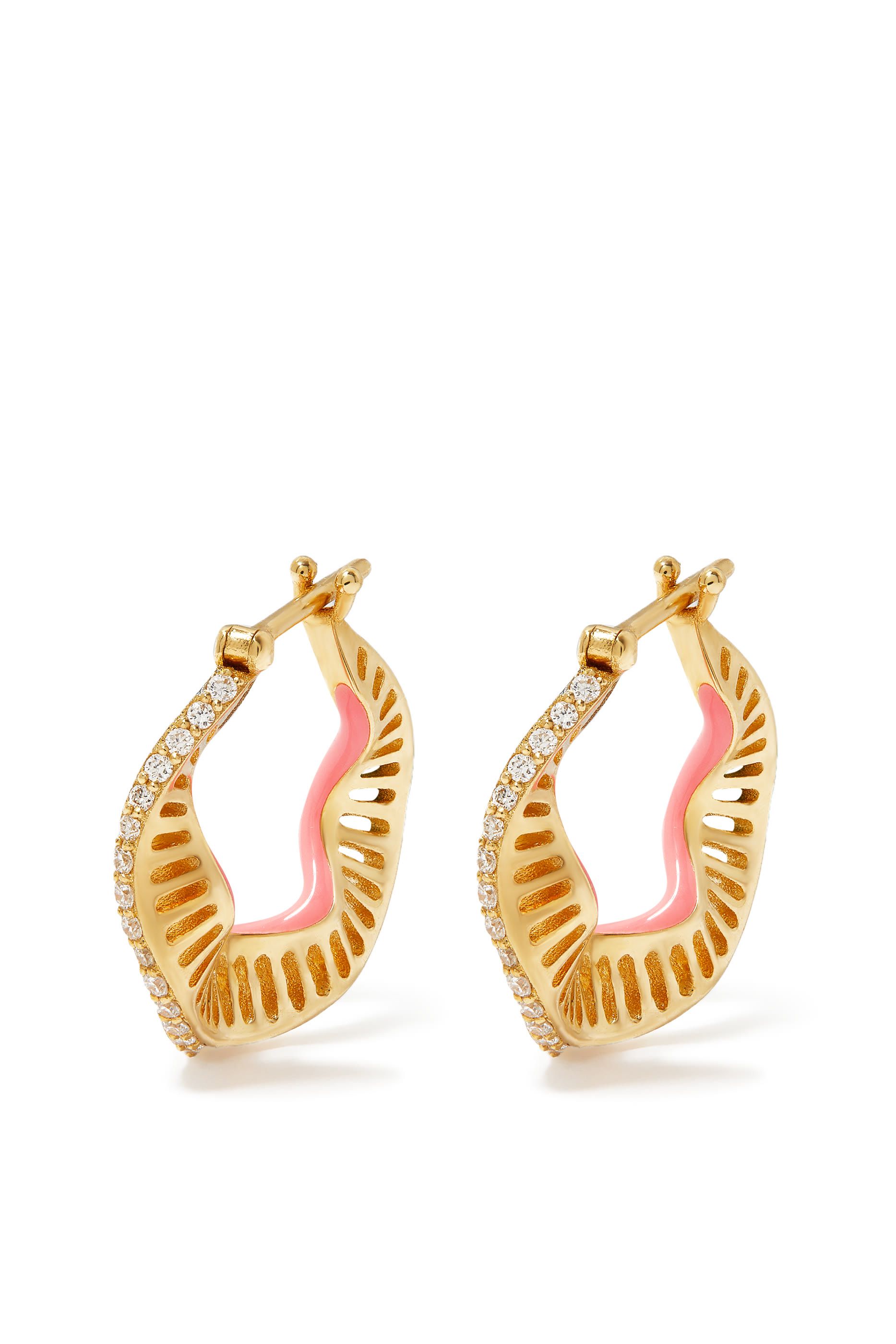 Waves Hoops, 18K Gold & Diamonds