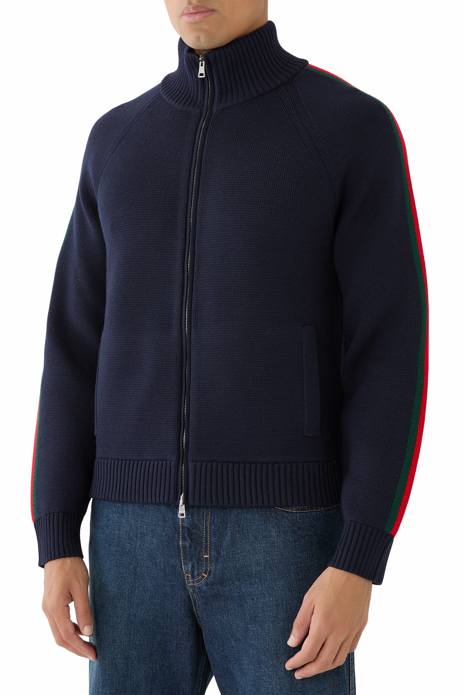  Woven Stitch Knit Wool Zip Jacket 
