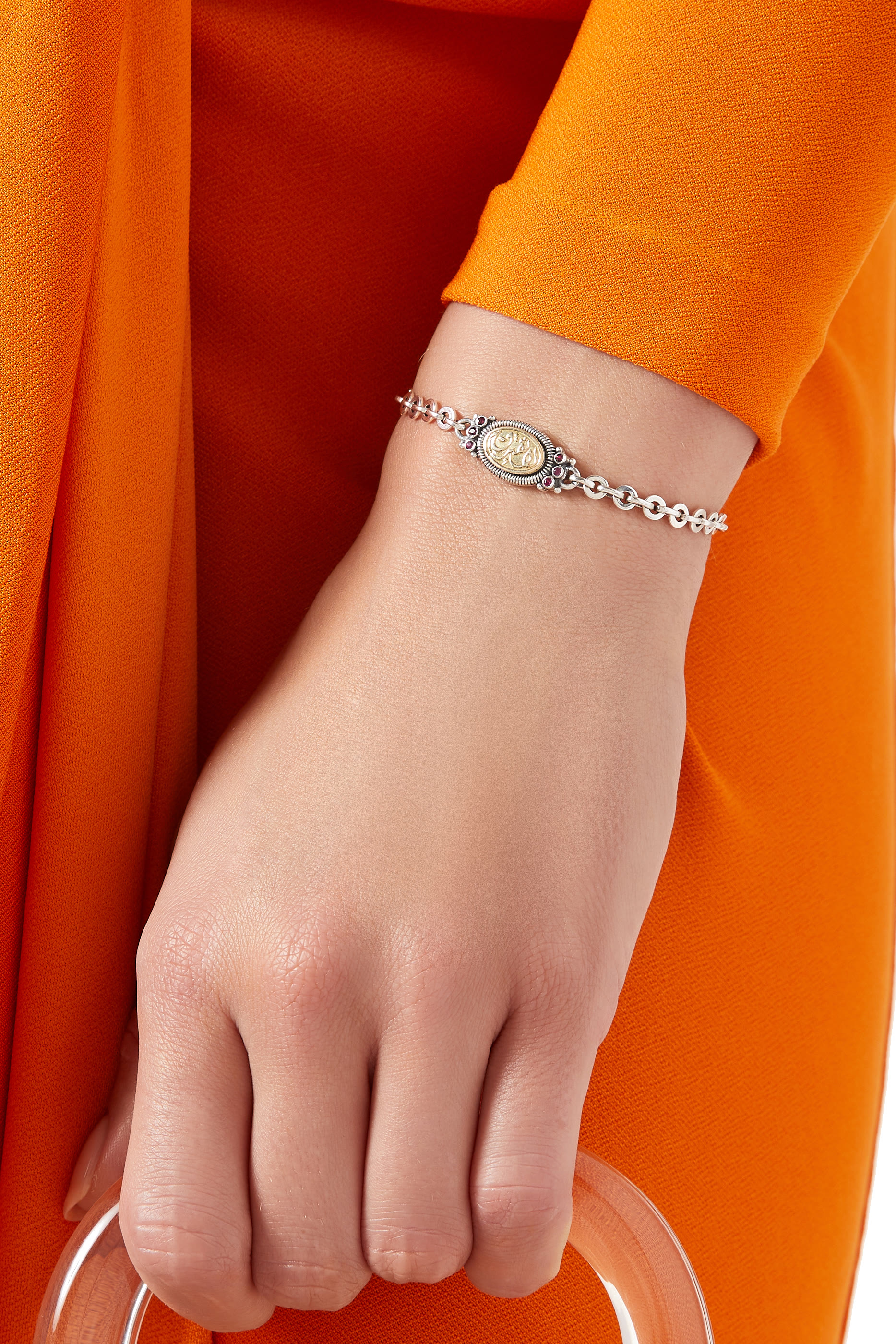 Never Apart Bracelet, 18k Gold with Sterling Silver & Ruby