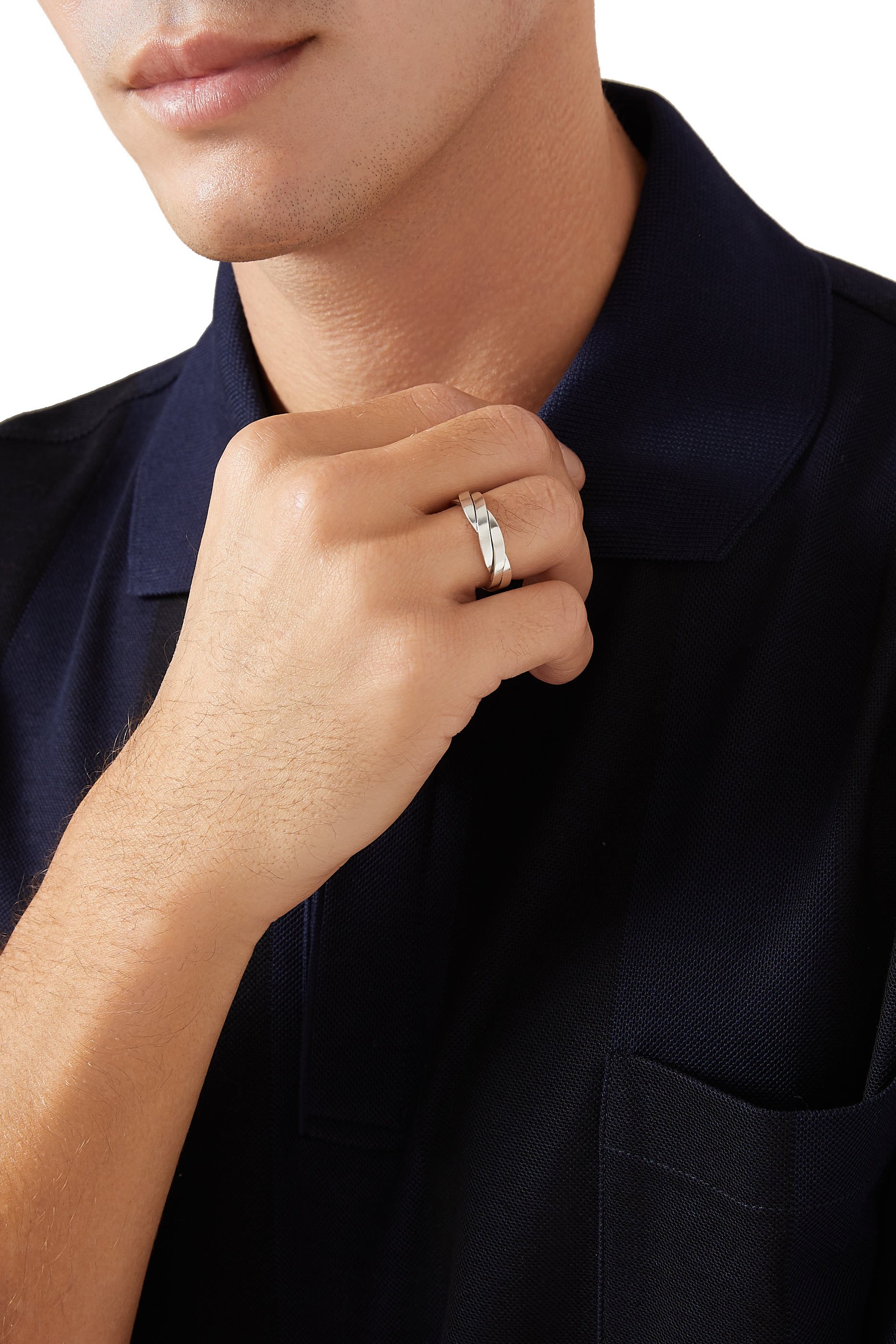 Streamline&reg; Two Row Band Ring, Sterling Silver & Diamonds