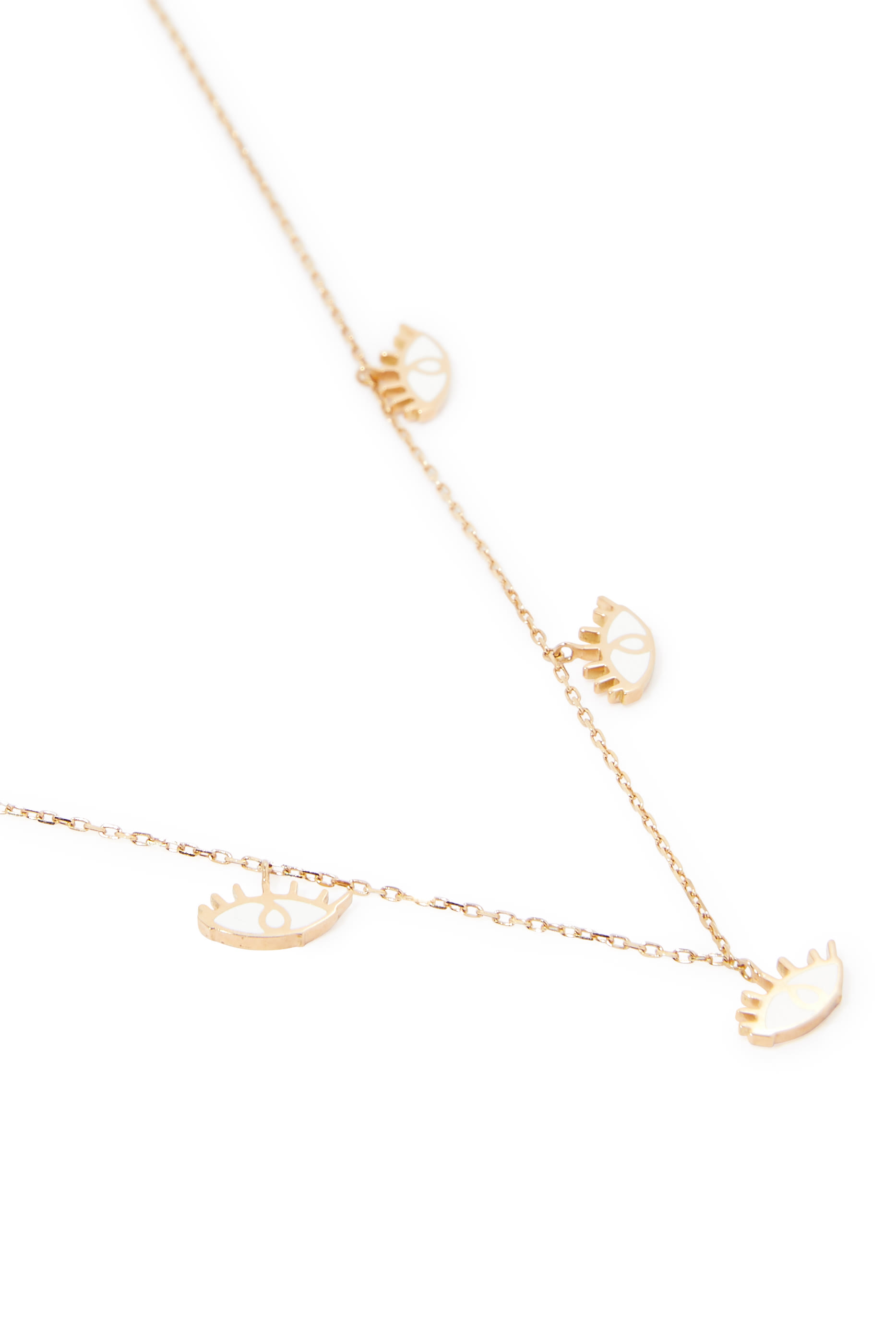 Evil Eye Charm Necklace, 18k Yellow Gold & Enamel