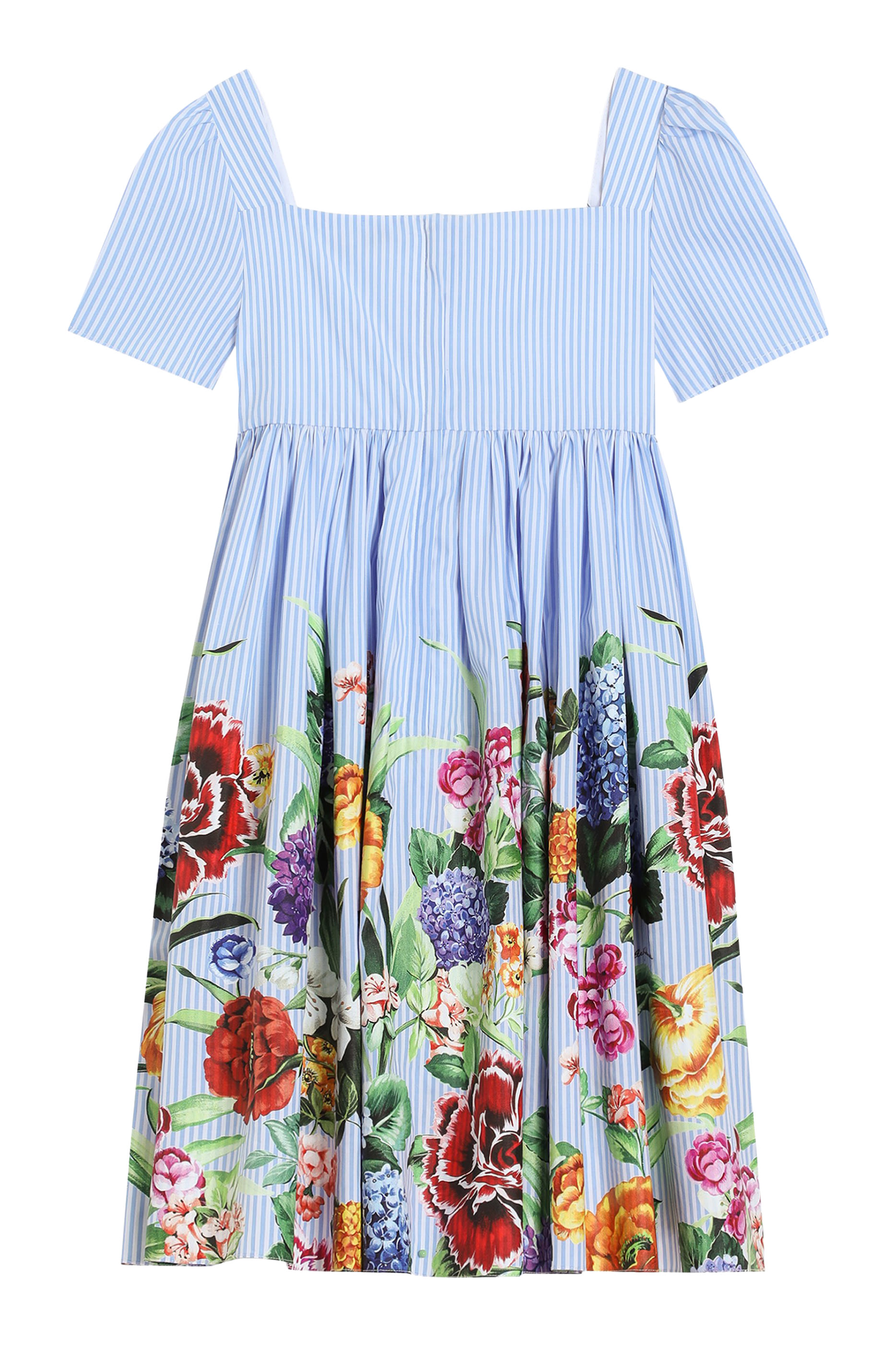 Kids Stripe Poplin Dress with Floral Print