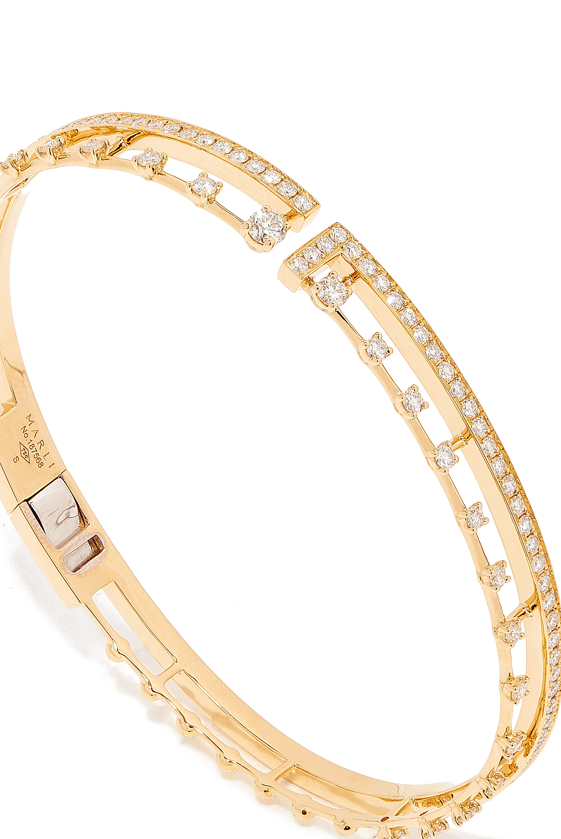 Avenues Open Hinged Bracelet, 18k Yellow Gold with Diamonds
