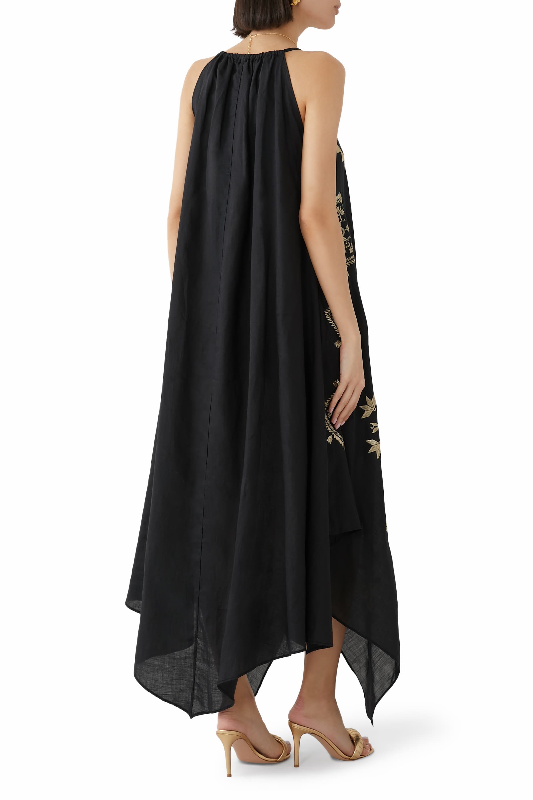 V-Neck Embroidered Midi Dress