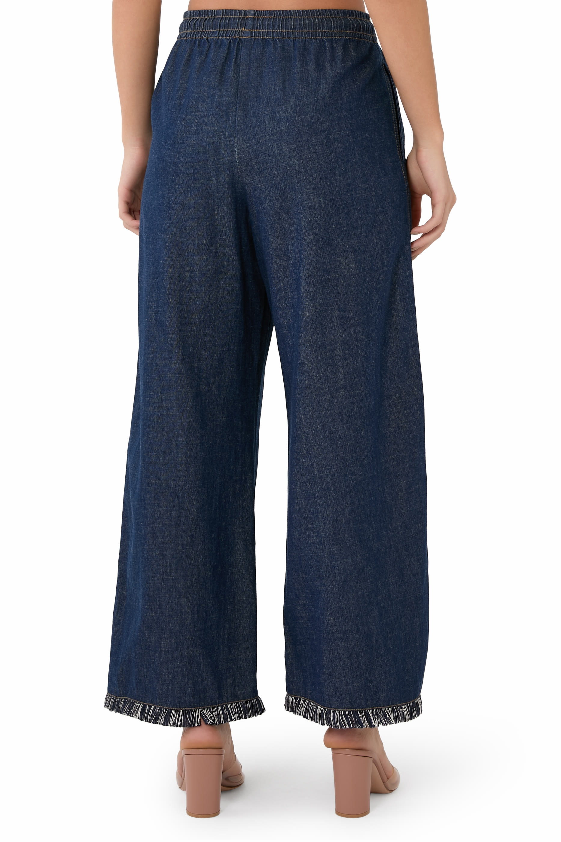 Rhiannon Fringed Denim Wide-Leg Jeans