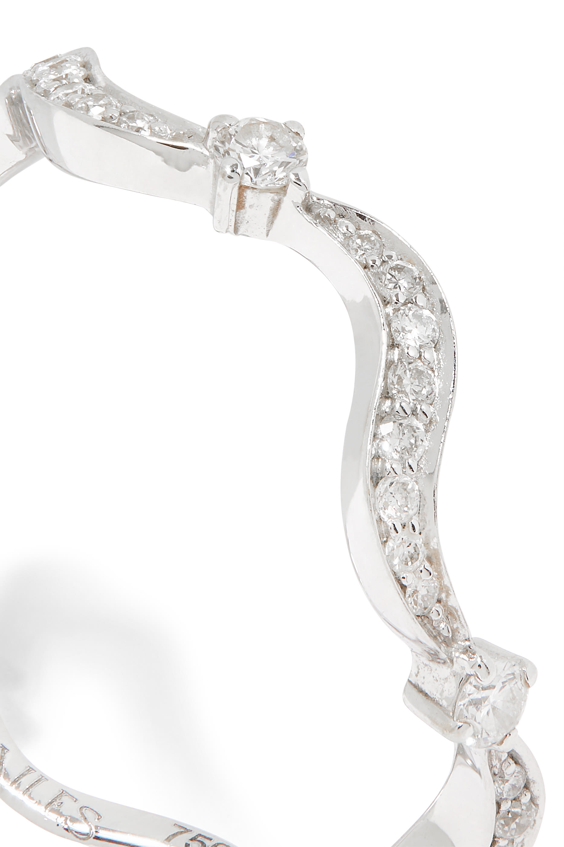 Single Wave Ring , 18k White Gold & Diamonds