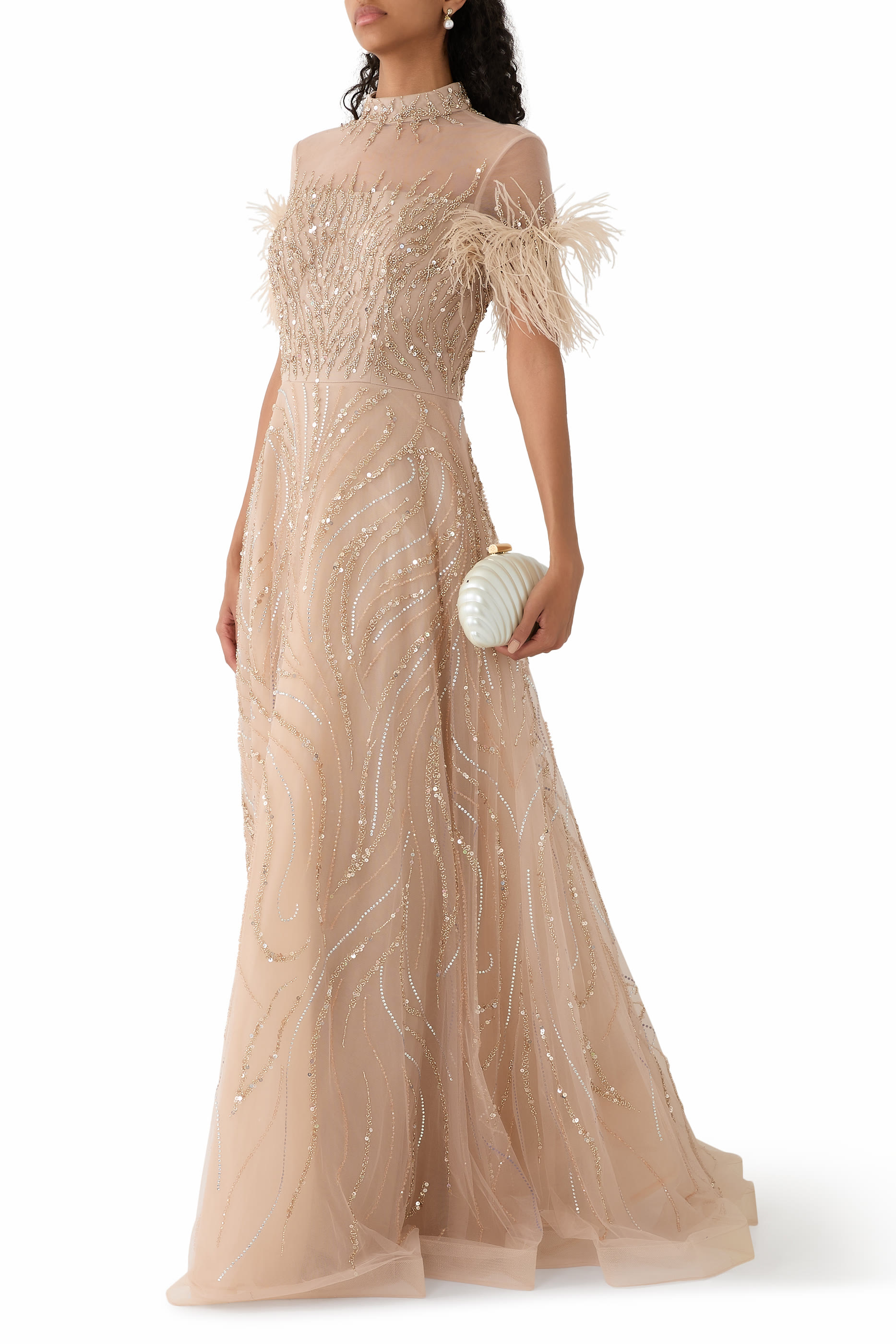 Embellished Floor-Length Gown