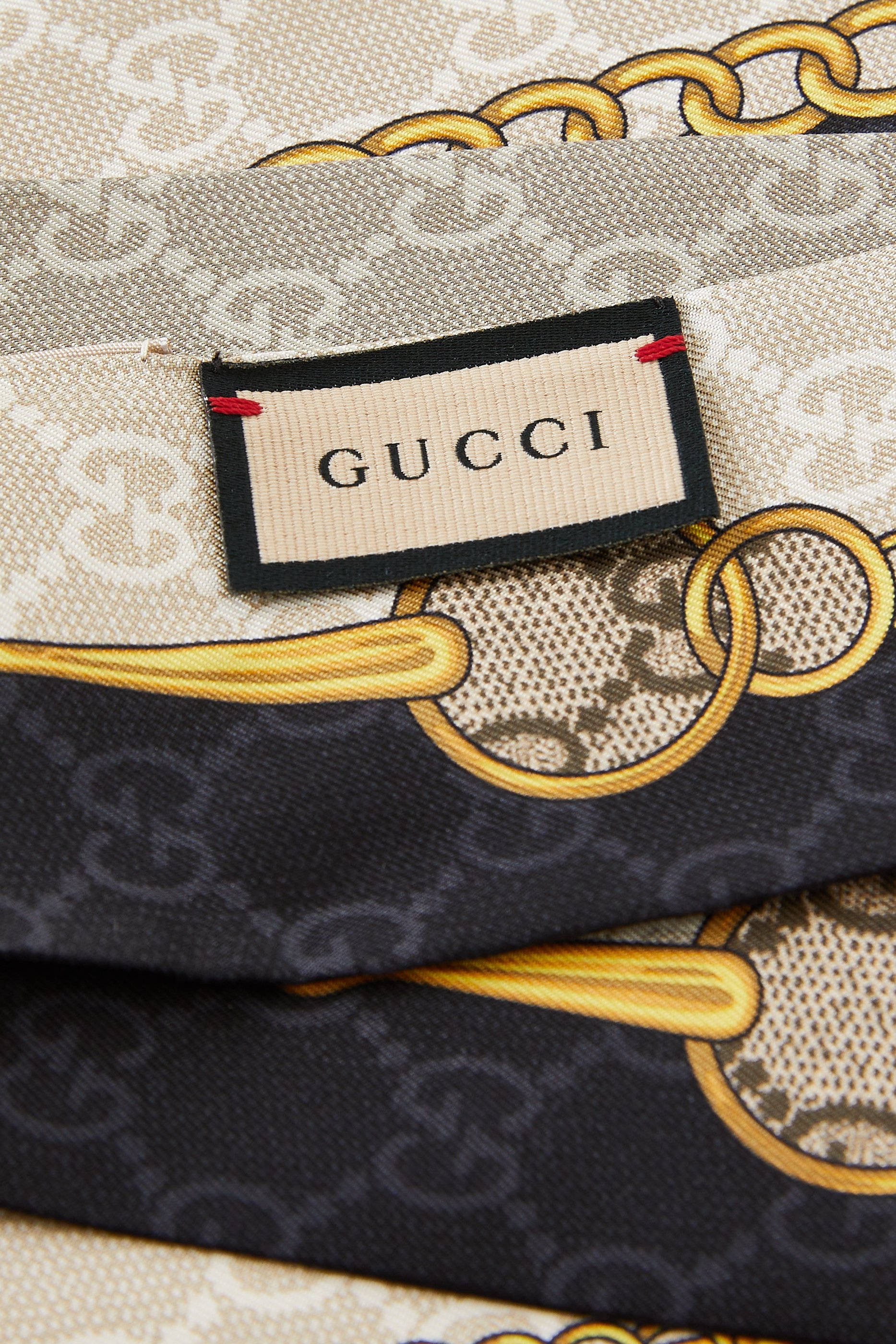 GG Chain Horsebit Silk Neck Bow