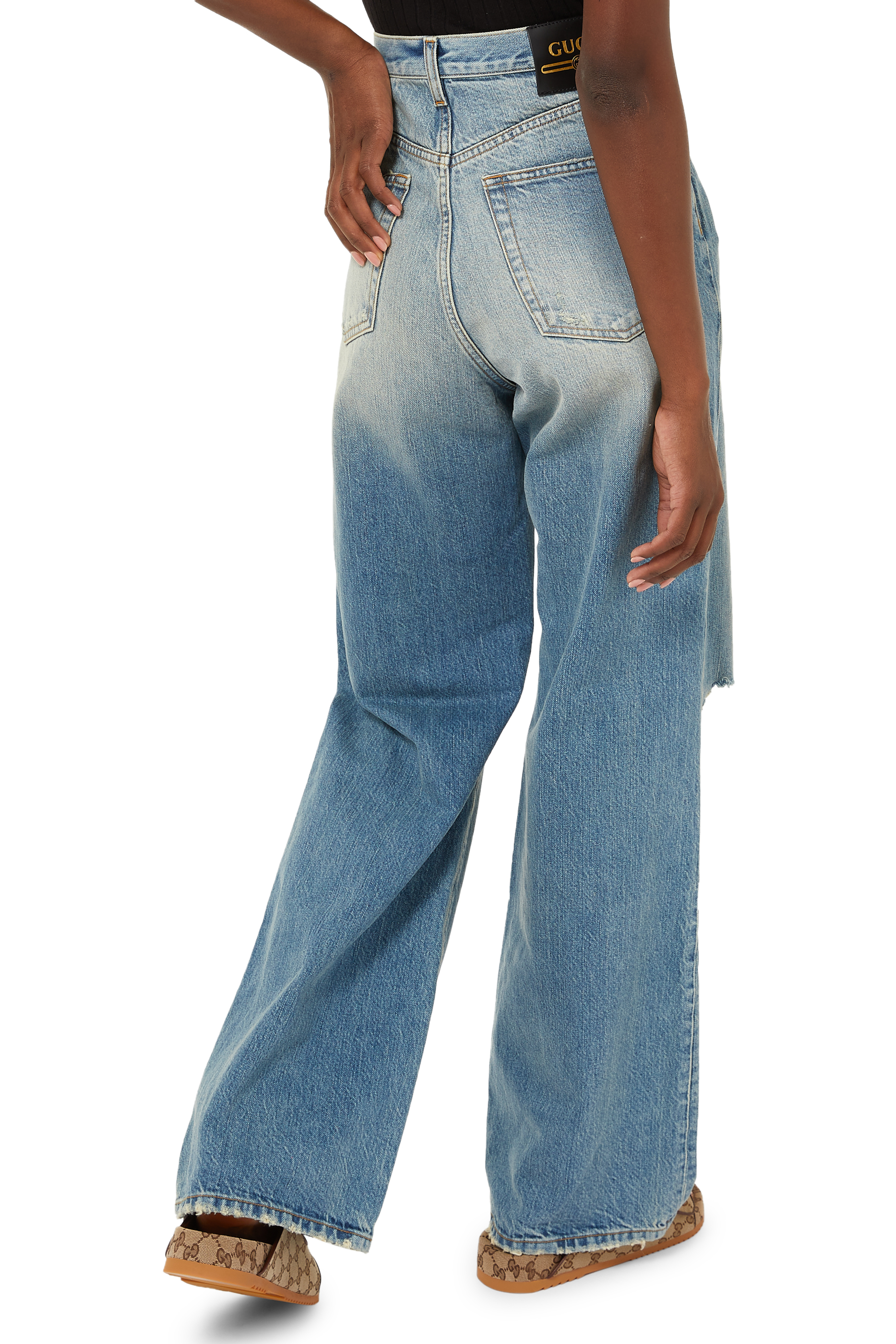 Ripped Eco Washed Organic Denim Pant