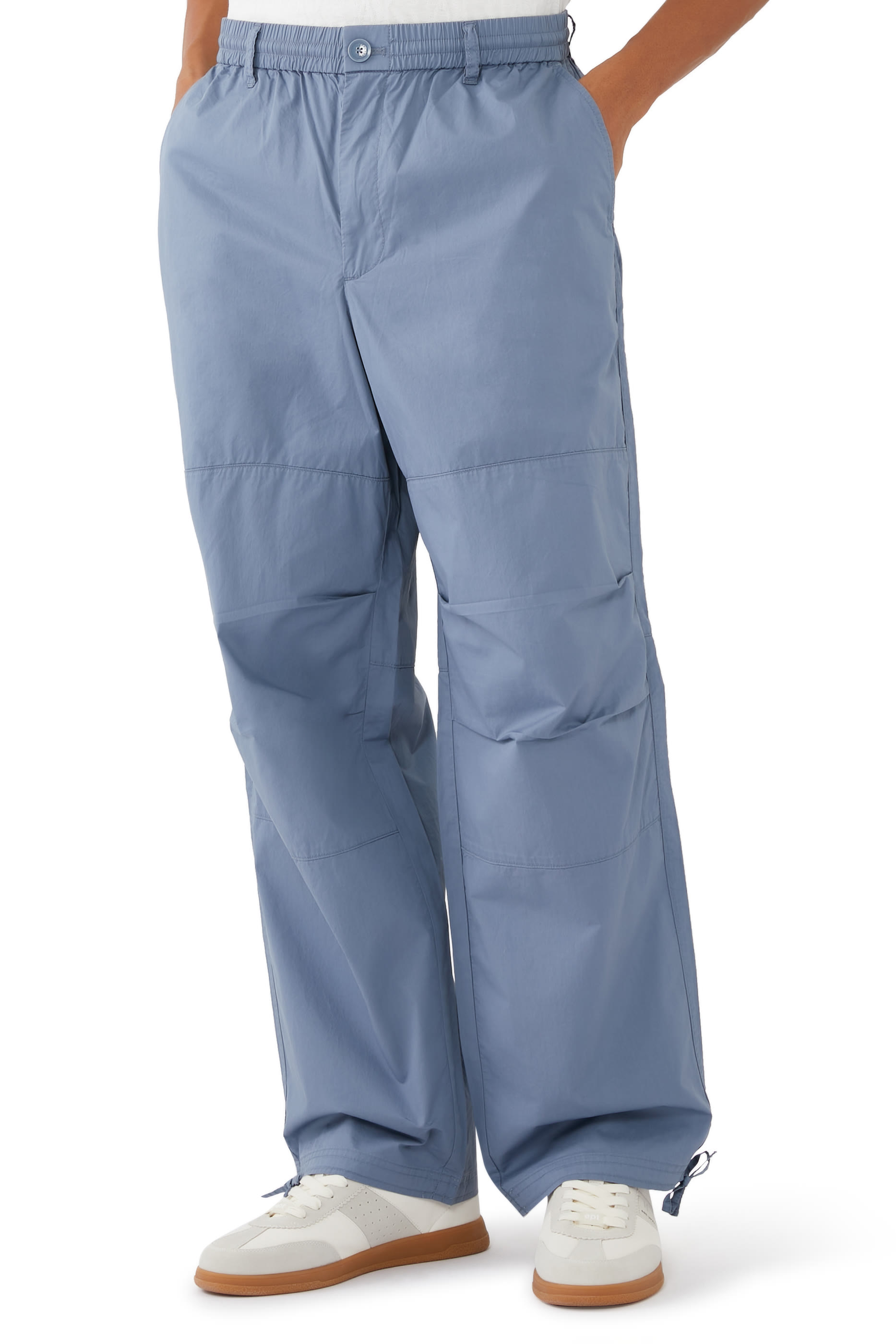 Oversized Cotton Twill Trousers with Drawstring
