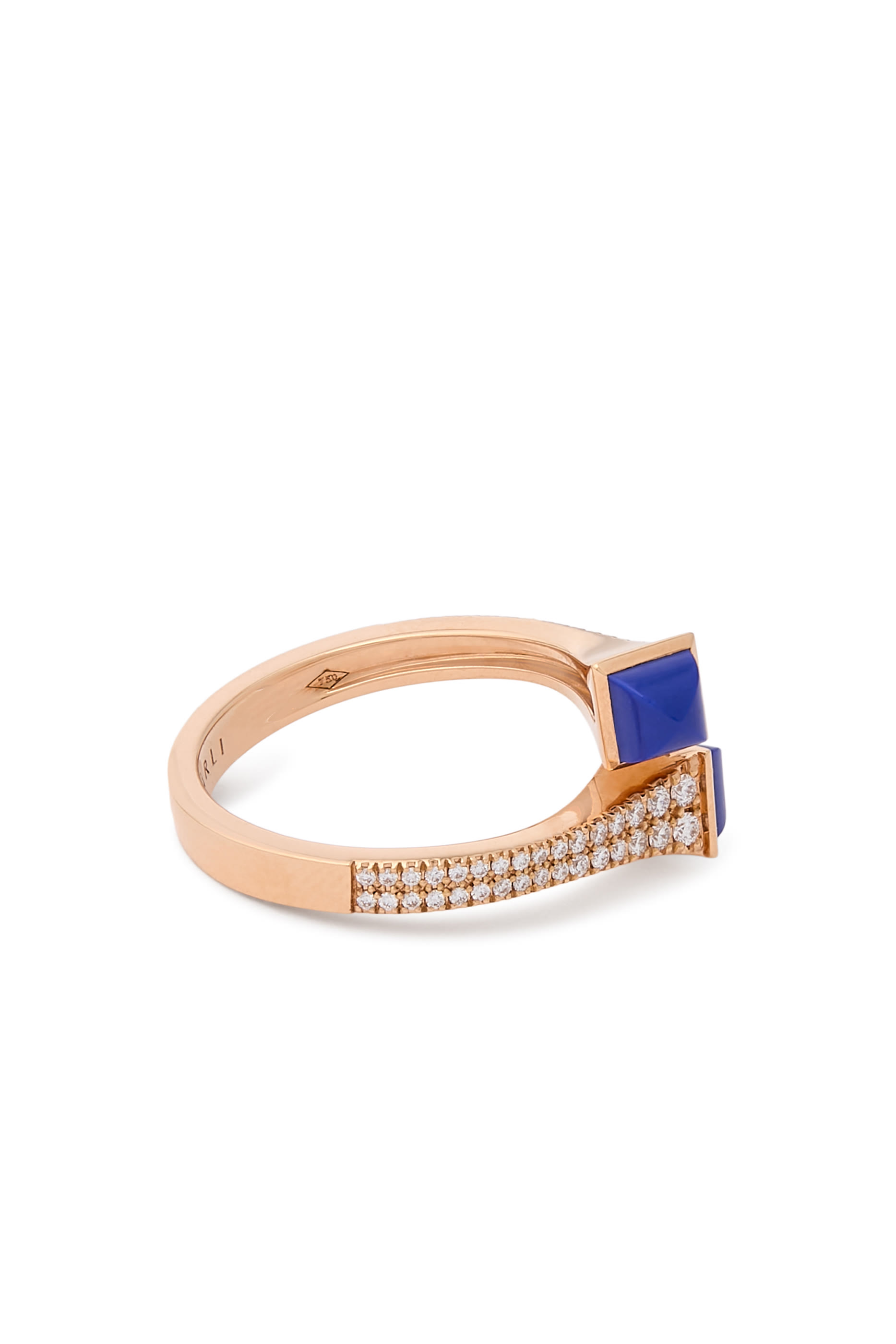 Cleo Slim Wrap Ring, 18k Pink Gold with Diamonds & Lapis Lazuli