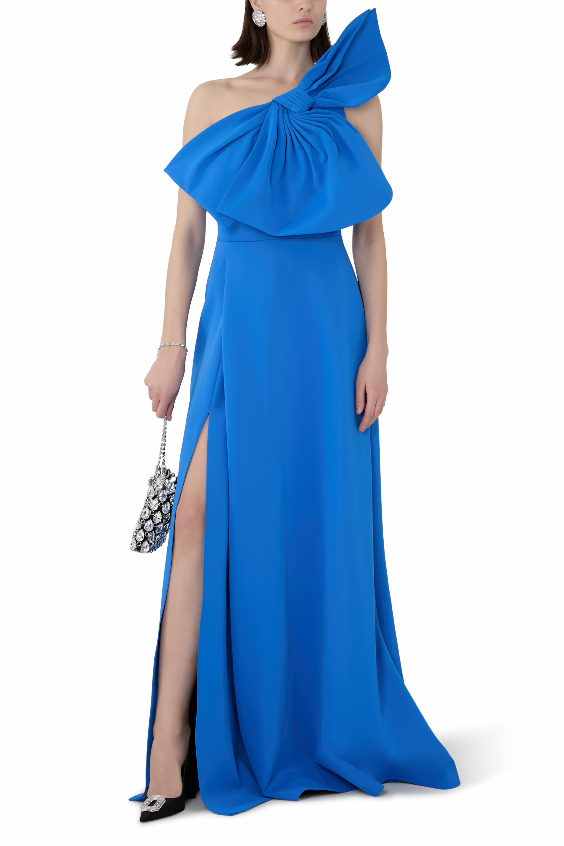  One Shoulder Gown With Oversized Bow