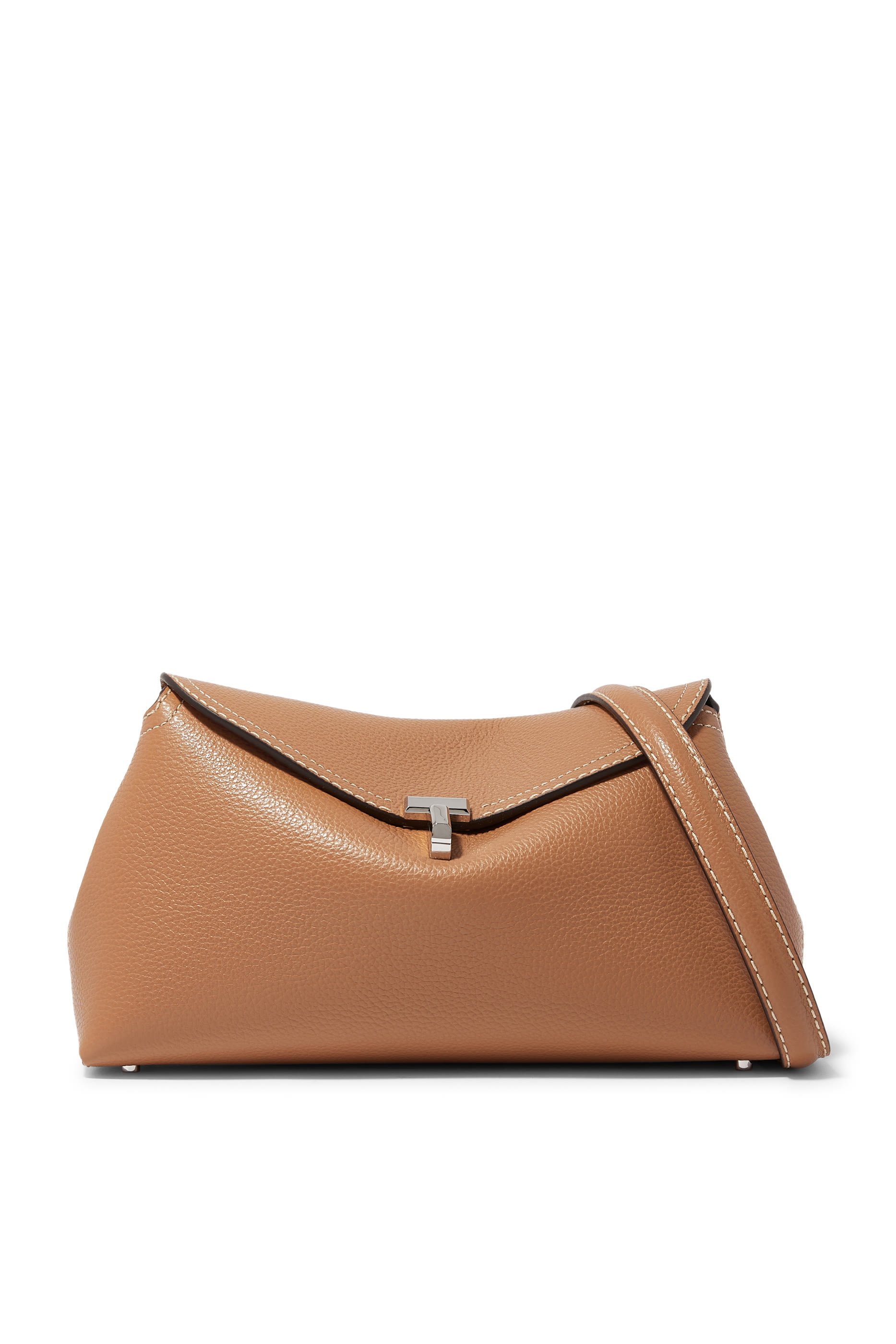 T-Lock Grained-Leather Clutch