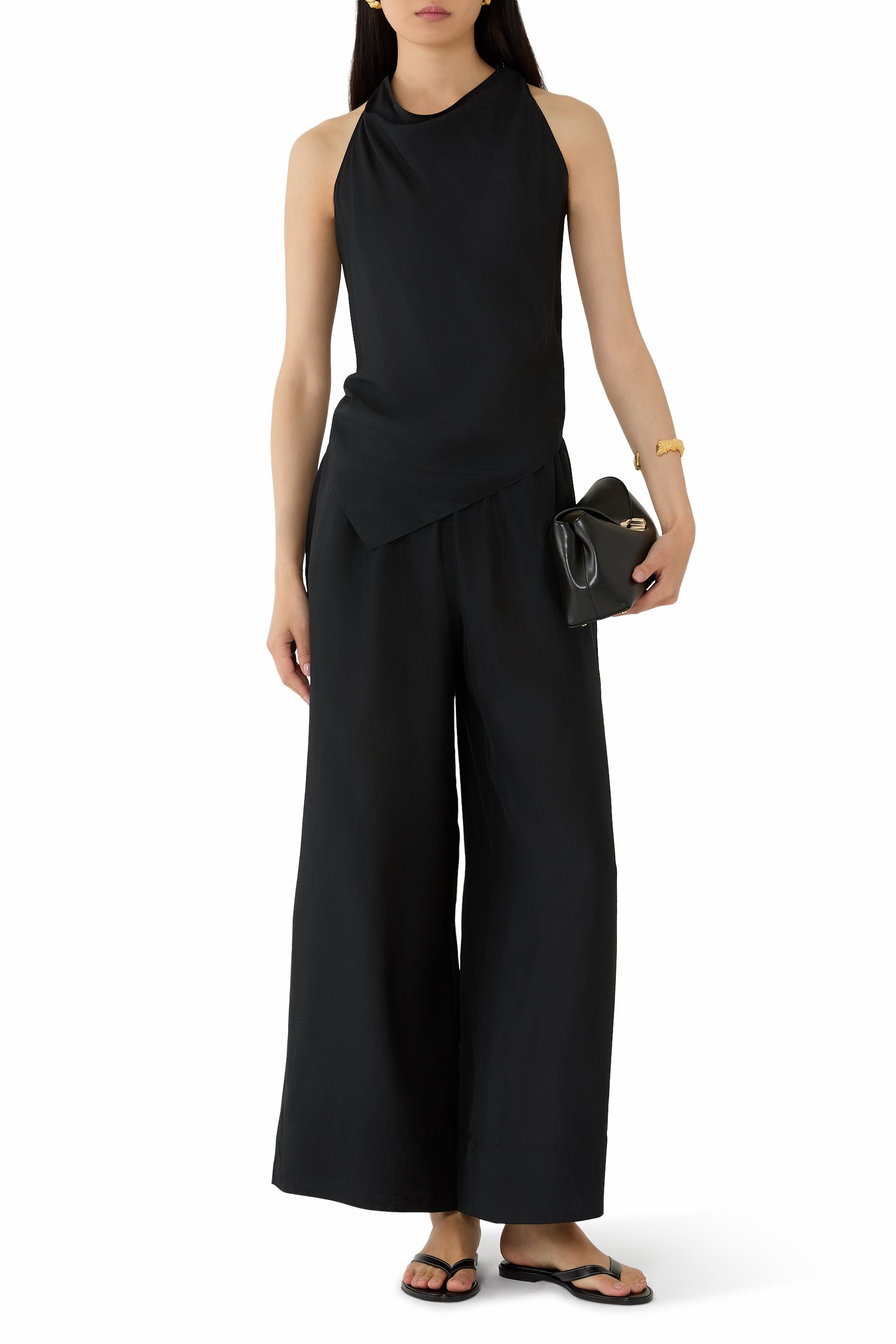 Silk Grid Relaxed Pants 