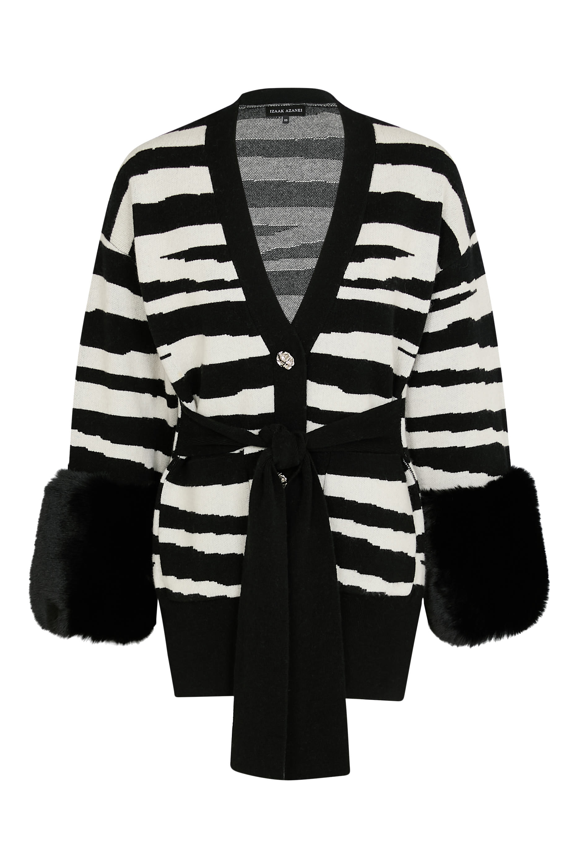 Belted Cardigan with Faux Cuffs