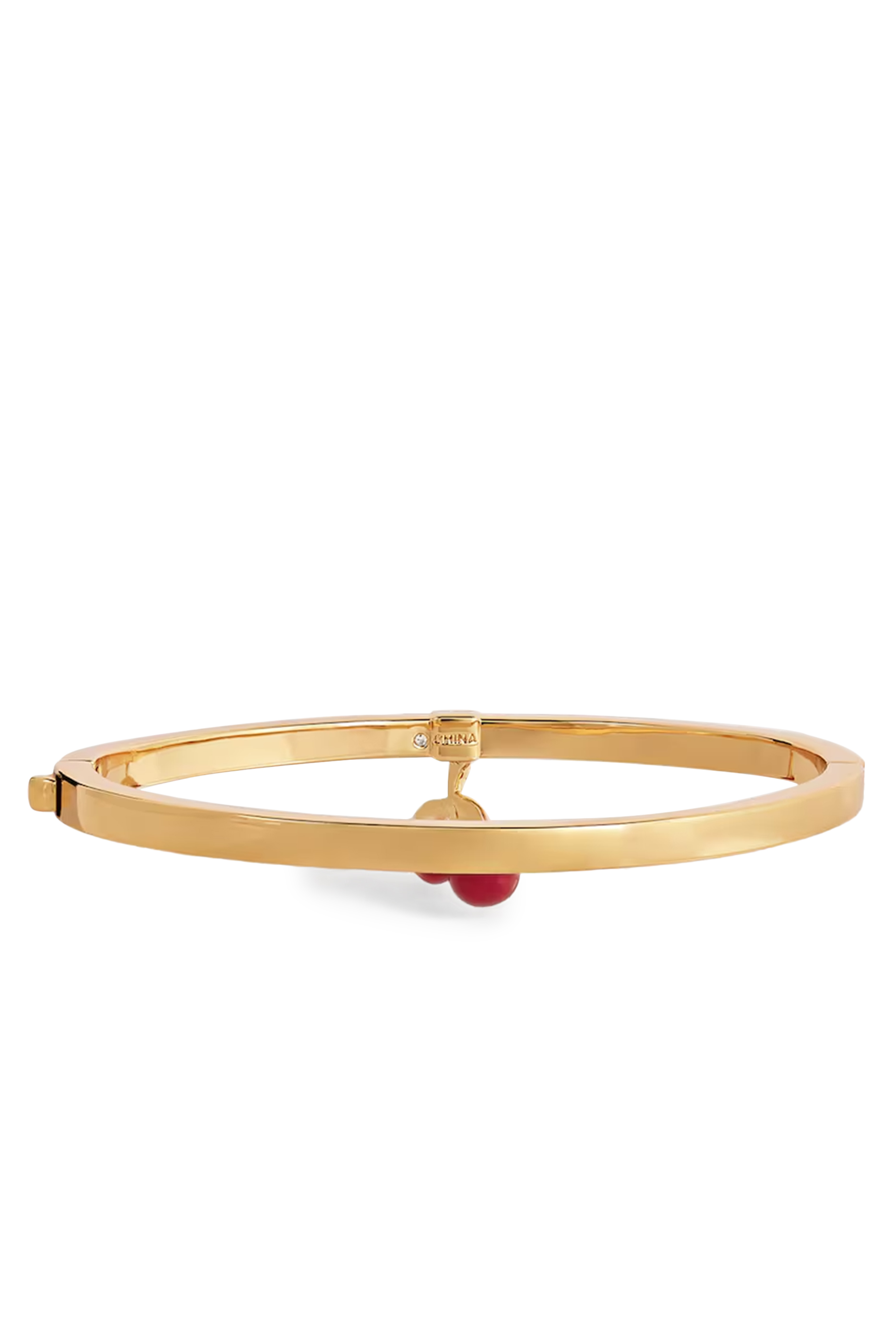 Cherry Cluster Charm Bangle Bracelet, Brass & Enamel, Glass Crystal