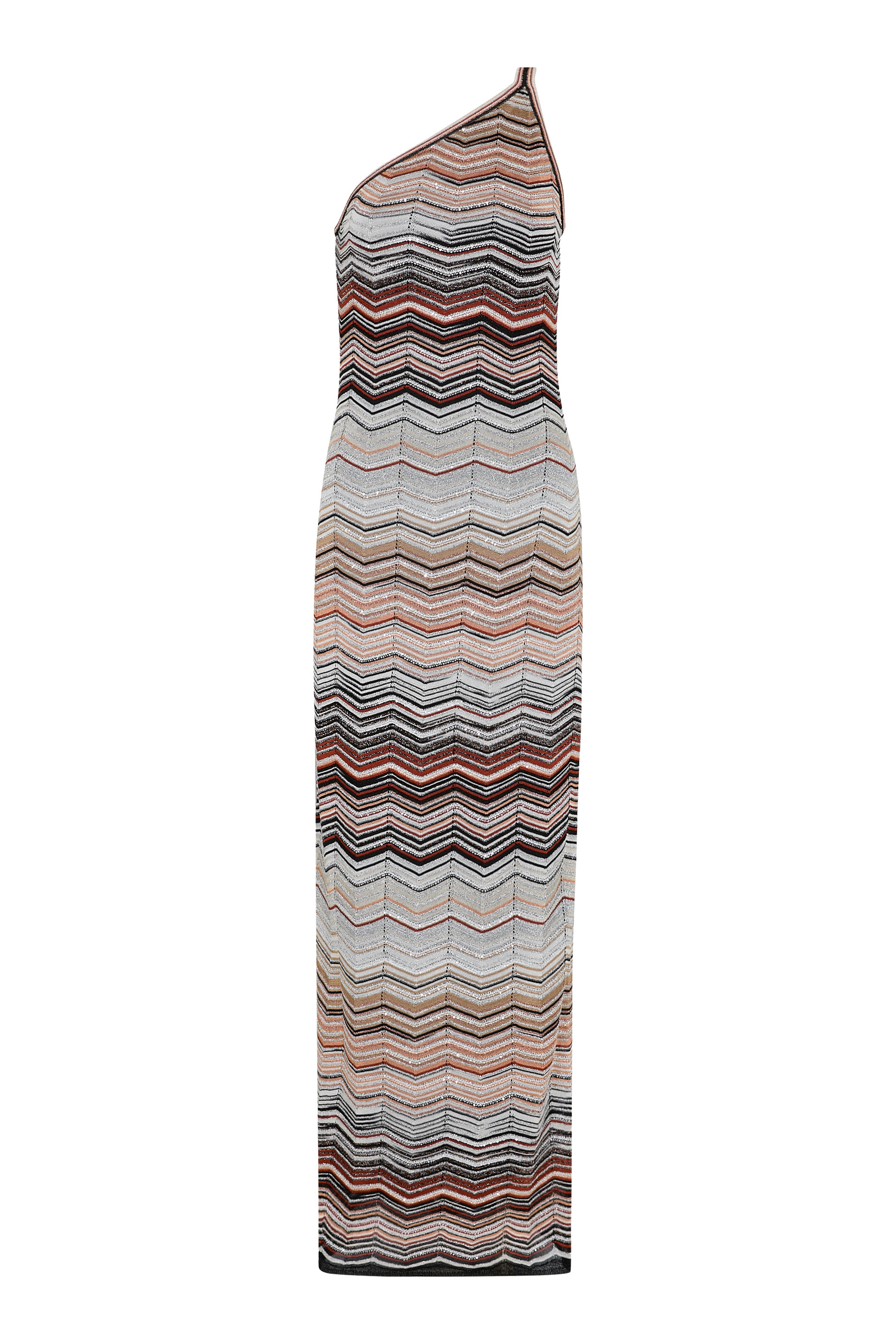 Sequins Long One-Shoulder Dress with Chevron Pattern