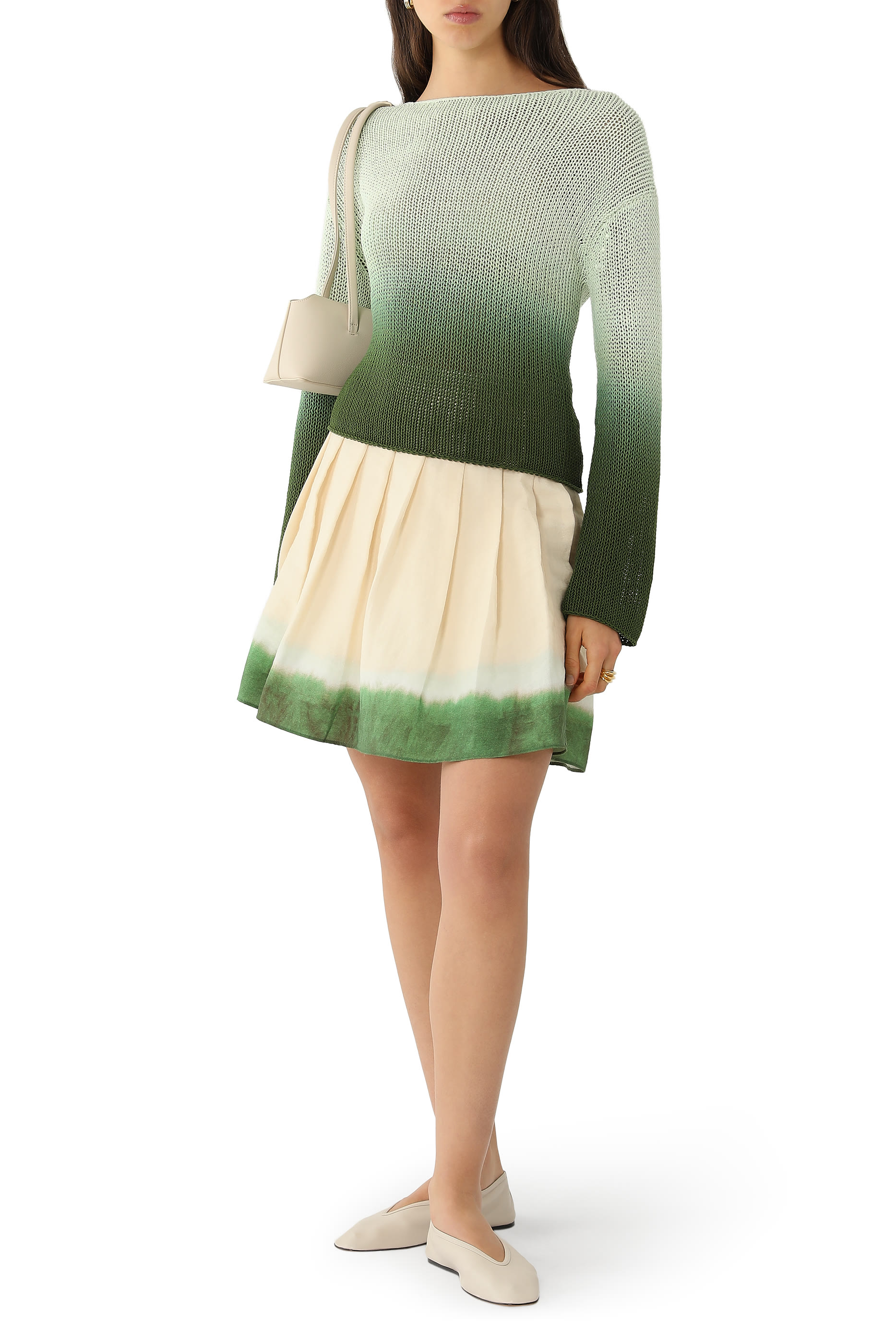 Dip-Dye Pleated Skirt
