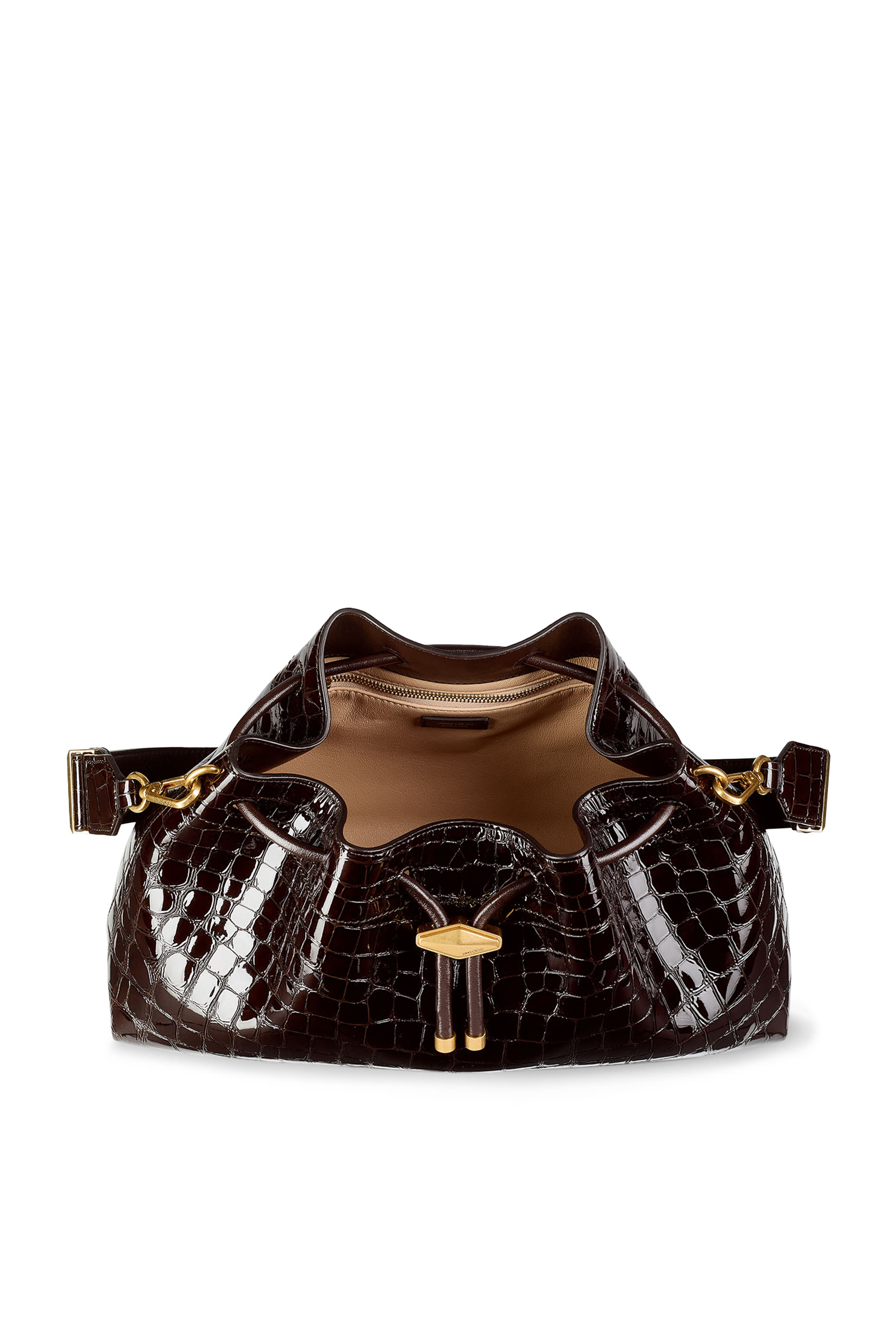 Cinch Croc-Embossed Medium Leather Bag