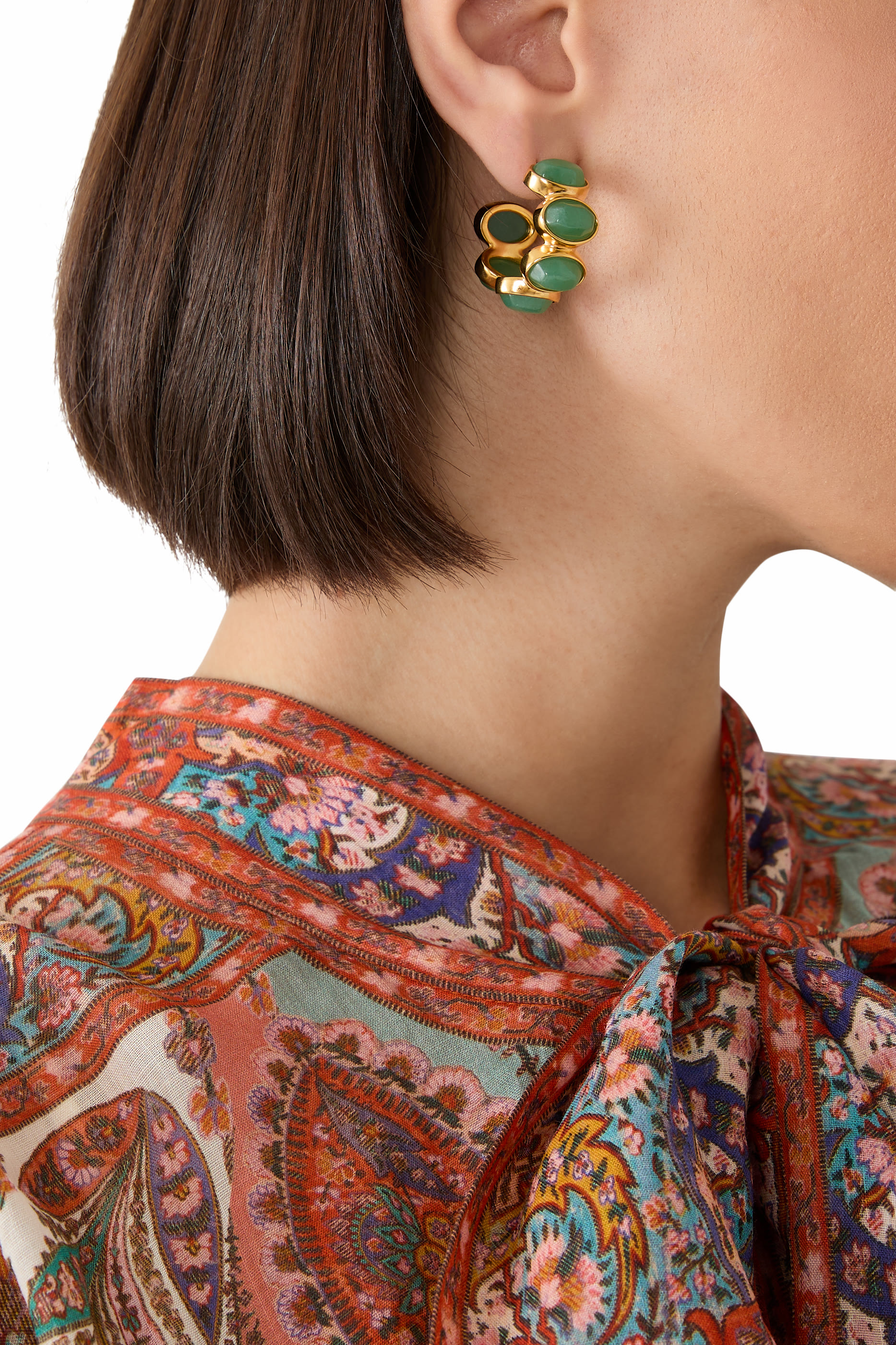 Bosphore Earrings, 24k Gold Plated Brass & Aventurine